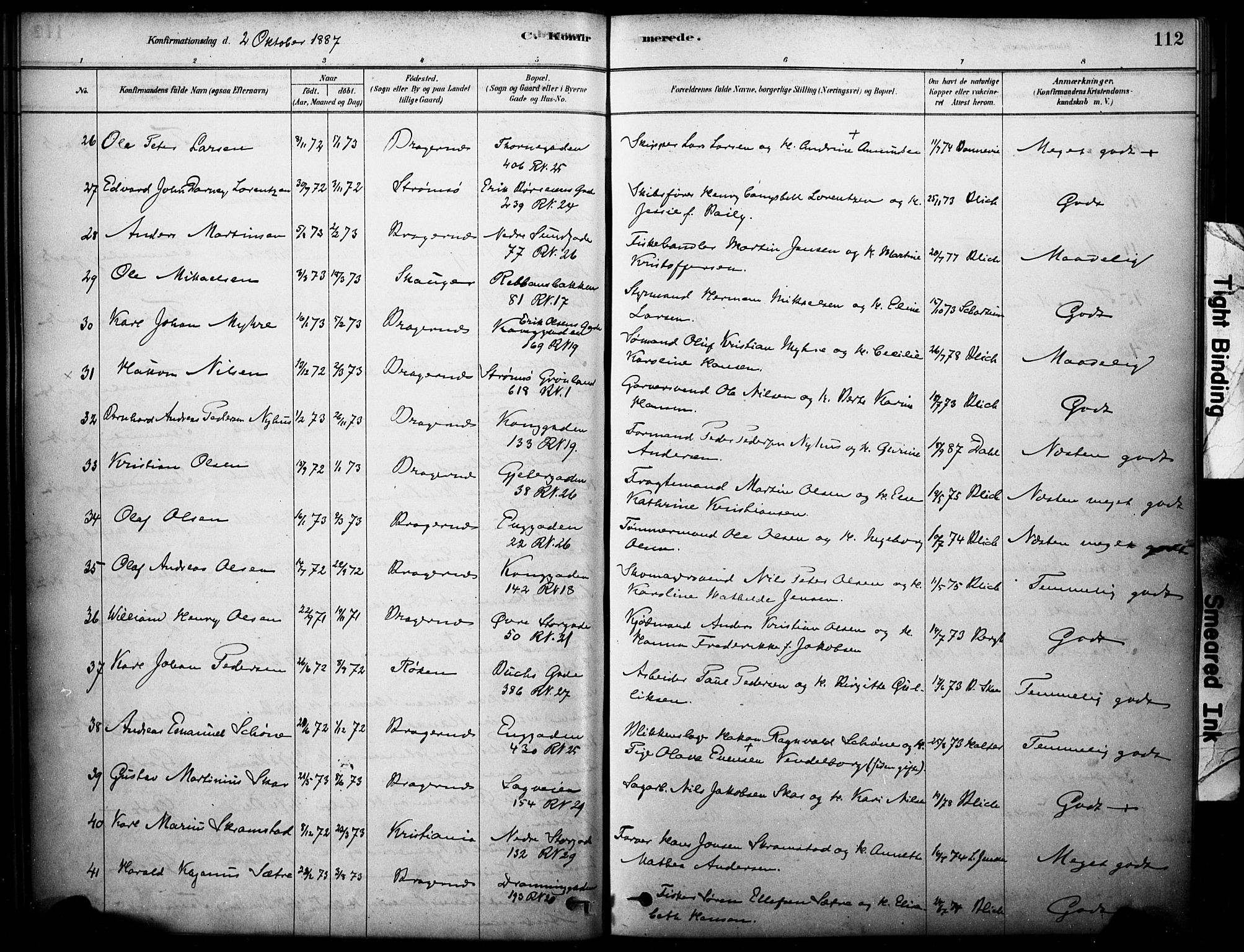 Bragernes kirkebøker, SAKO/A-6/F/Fc/L0005: Parish register (official) no. III 5, 1878-1890, p. 112