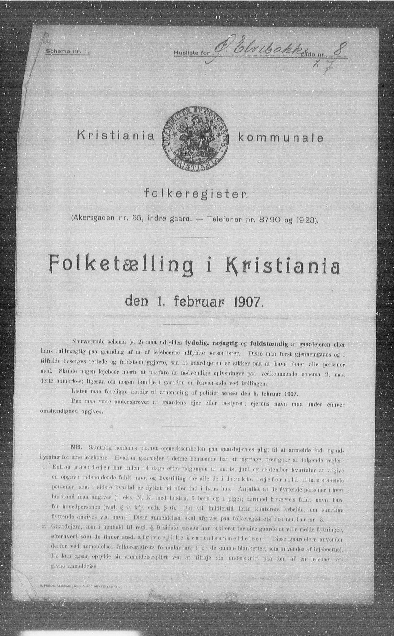 OBA, Municipal Census 1907 for Kristiania, 1907, p. 65768