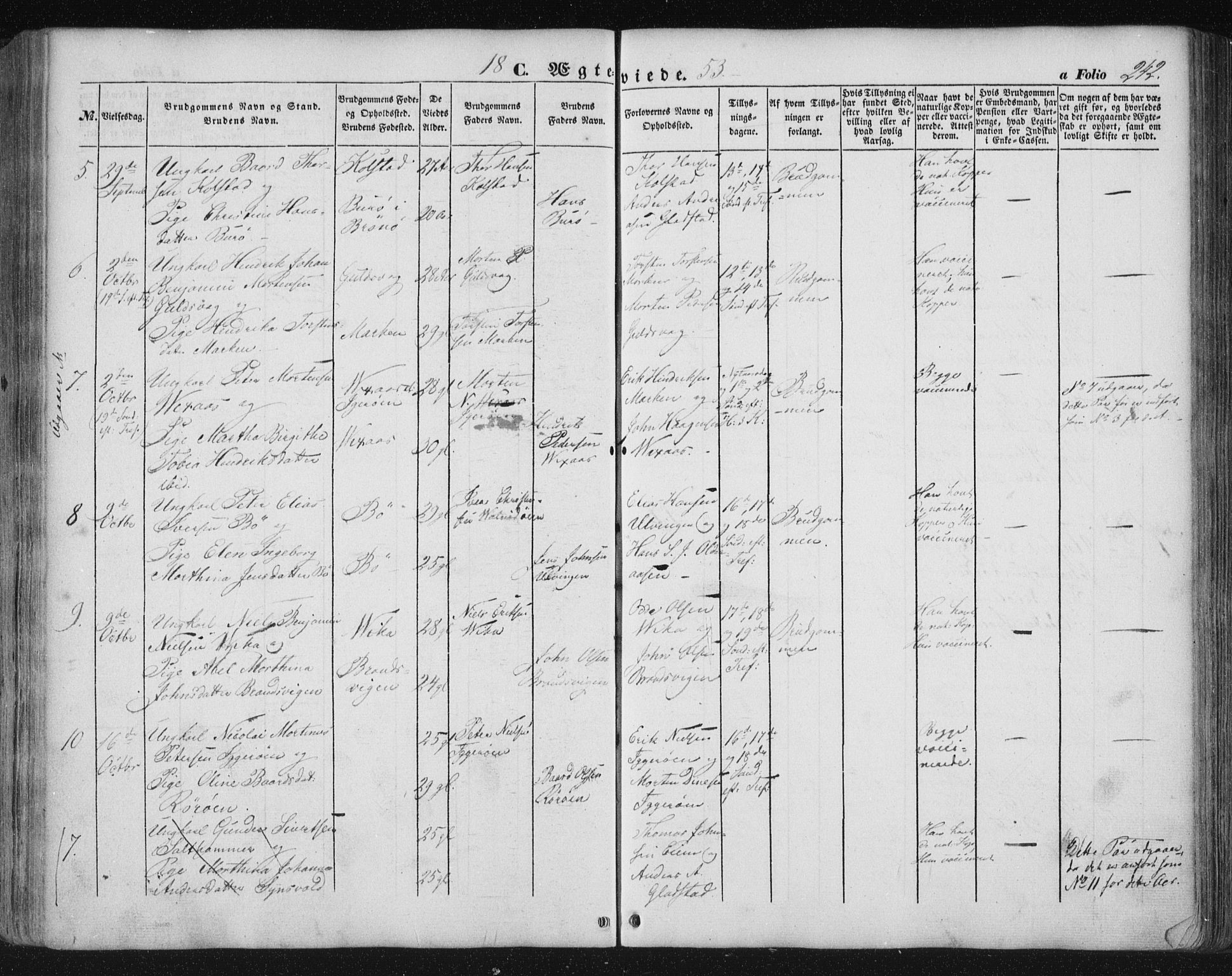 Ministerialprotokoller, klokkerbøker og fødselsregistre - Nordland, SAT/A-1459/816/L0240: Parish register (official) no. 816A06, 1846-1870, p. 242