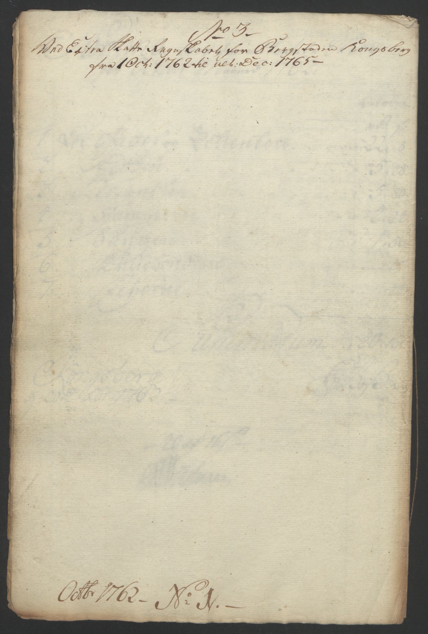 Rentekammeret inntil 1814, Reviderte regnskaper, Bergverksregnskaper, RA/EA-3222/R/Rc/Rca/L0843: Ekstraskatt, 1762-1765, p. 143