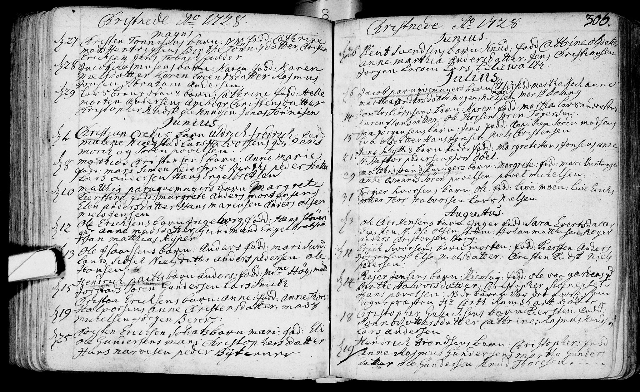 Bragernes kirkebøker, SAKO/A-6/F/Fa/L0003: Parish register (official) no. I 3, 1706-1734, p. 306