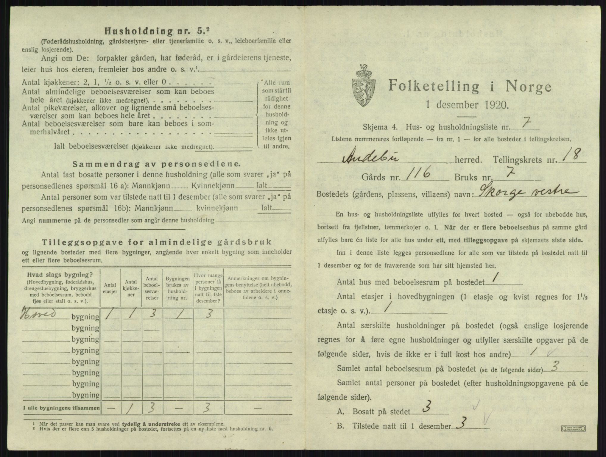 SAKO, 1920 census for Andebu, 1920, p. 992