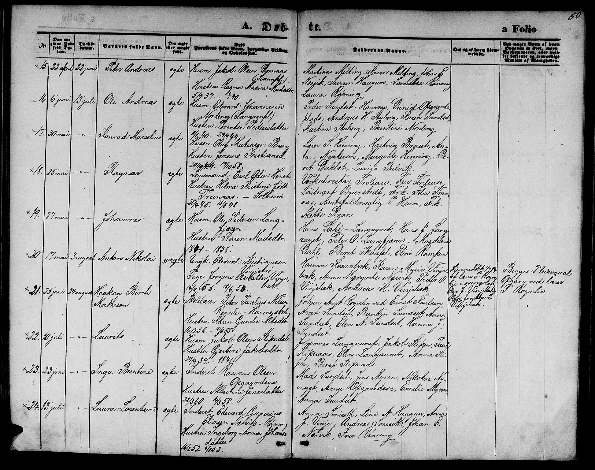 Ministerialprotokoller, klokkerbøker og fødselsregistre - Nord-Trøndelag, AV/SAT-A-1458/733/L0326: Parish register (copy) no. 733C01, 1871-1887, p. 50