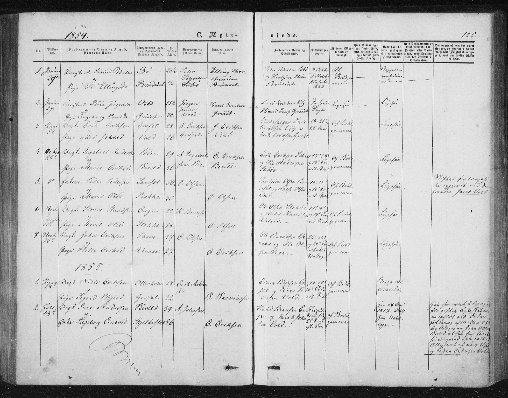 Ministerialprotokoller, klokkerbøker og fødselsregistre - Møre og Romsdal, SAT/A-1454/543/L0562: Parish register (official) no. 543A02, 1854-1884, p. 125