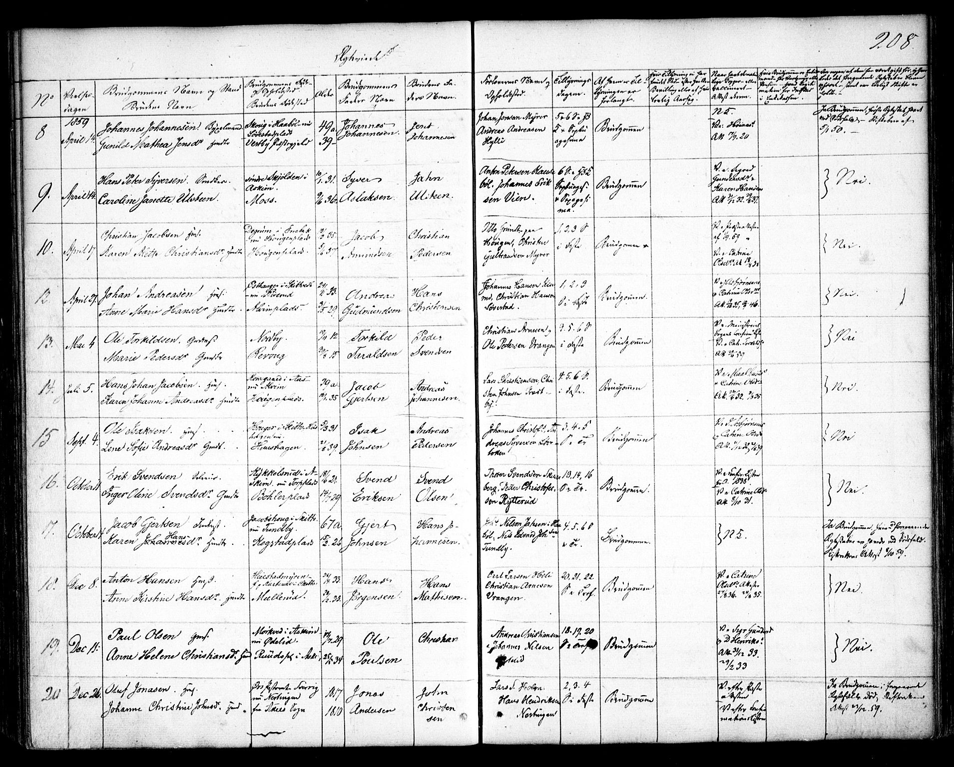 Spydeberg prestekontor Kirkebøker, SAO/A-10924/F/Fa/L0005: Parish register (official) no. I 5, 1842-1862, p. 208