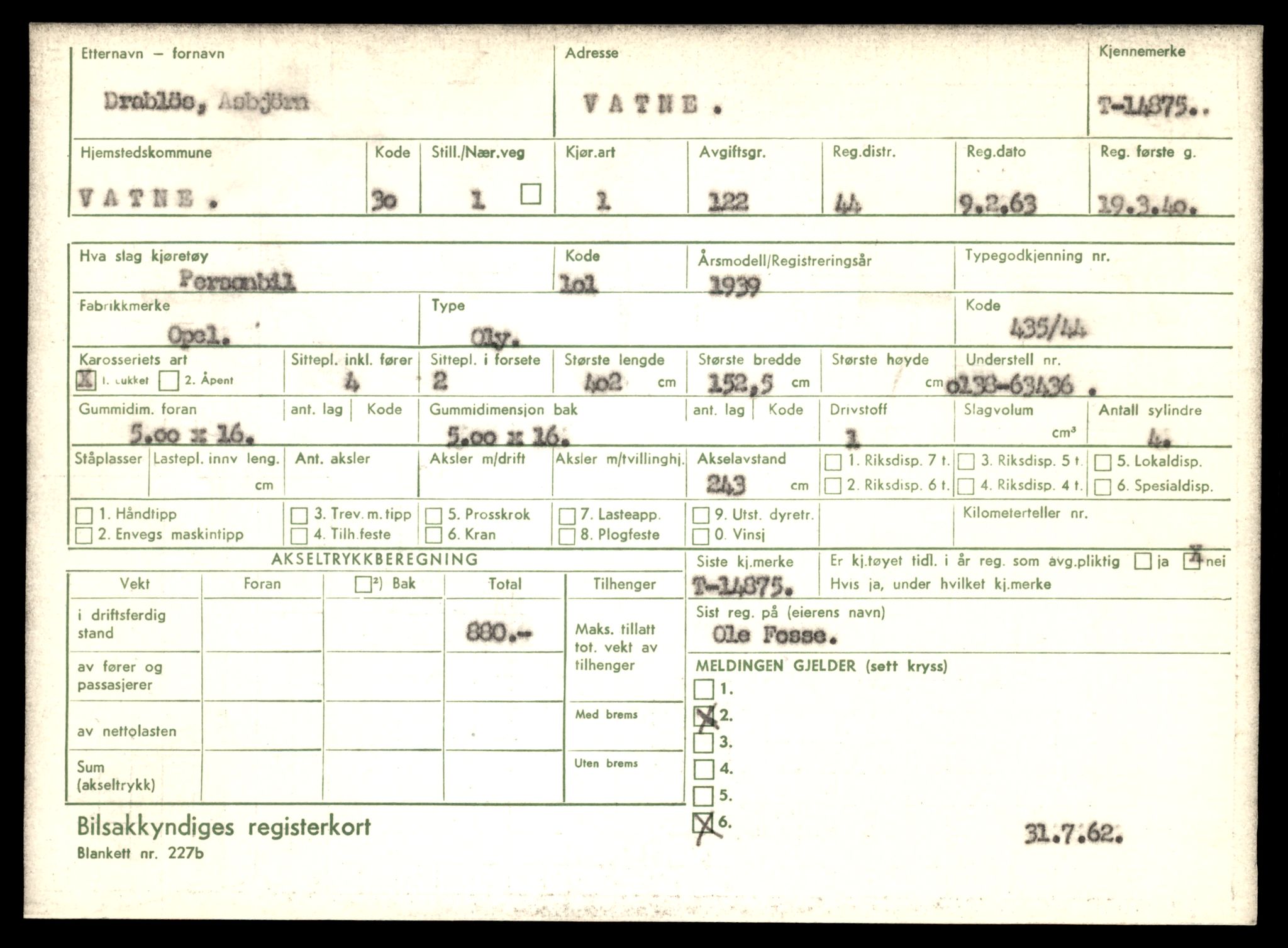Møre og Romsdal vegkontor - Ålesund trafikkstasjon, AV/SAT-A-4099/F/Fe/L0049: Registreringskort for kjøretøy T 14864 - T 18613, 1927-1998, p. 309