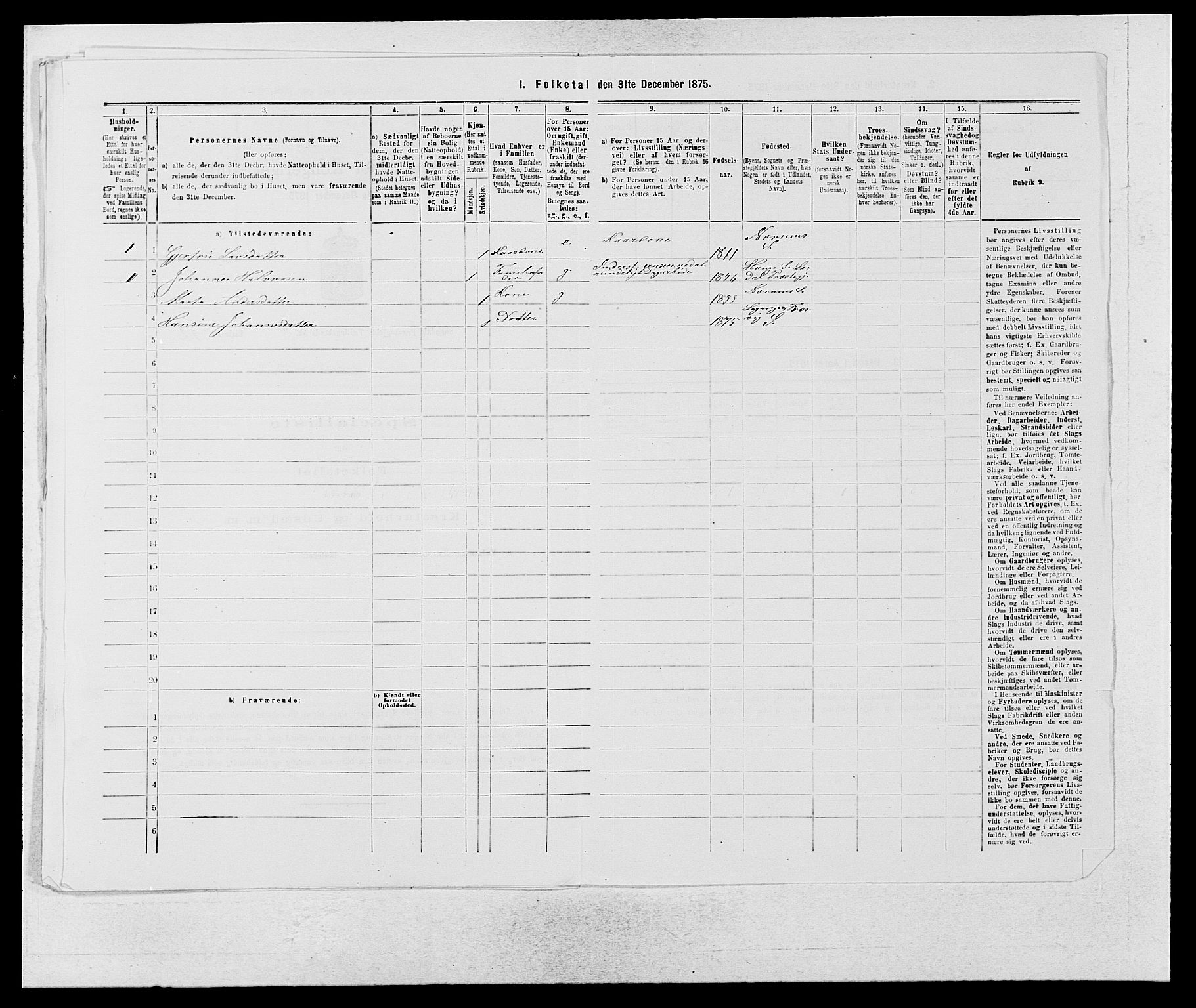 SAB, 1875 census for 1420P Sogndal, 1875, p. 1063