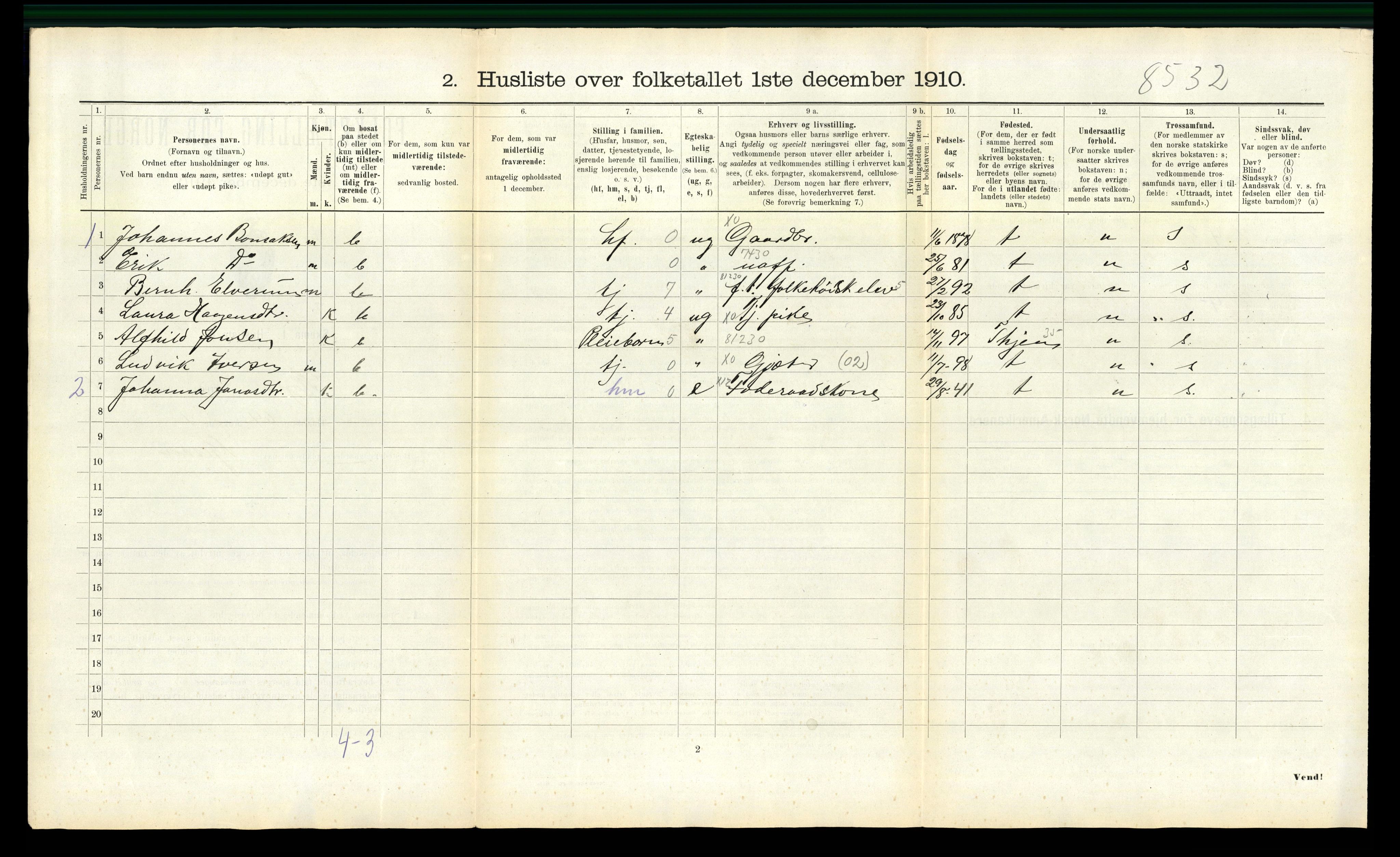 RA, 1910 census for Skogn, 1910, p. 763