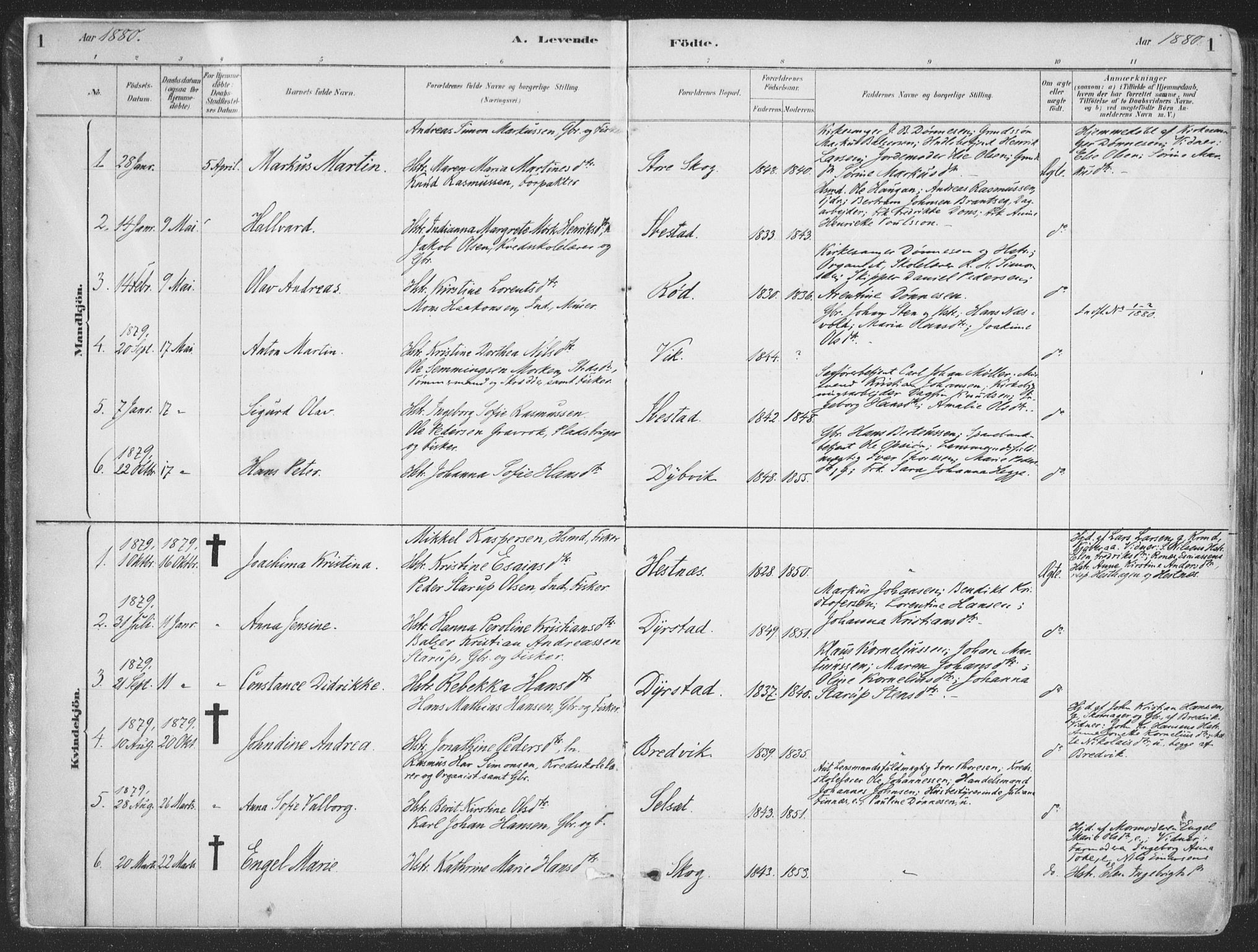 Ibestad sokneprestembete, SATØ/S-0077/H/Ha/Haa/L0011kirke: Parish register (official) no. 11, 1880-1889, p. 1