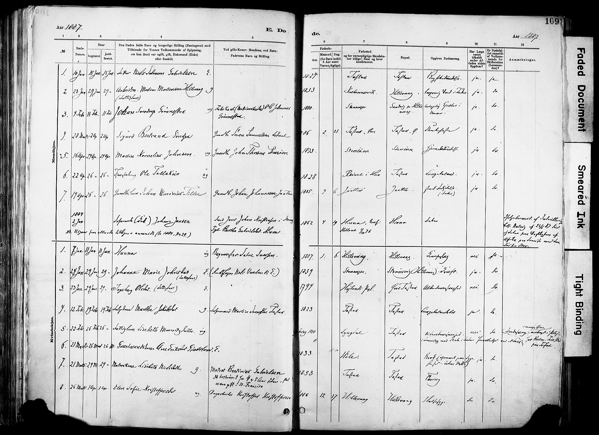 Hetland sokneprestkontor, AV/SAST-A-101826/30/30BA/L0012: Parish register (official) no. A 12, 1882-1912, p. 109