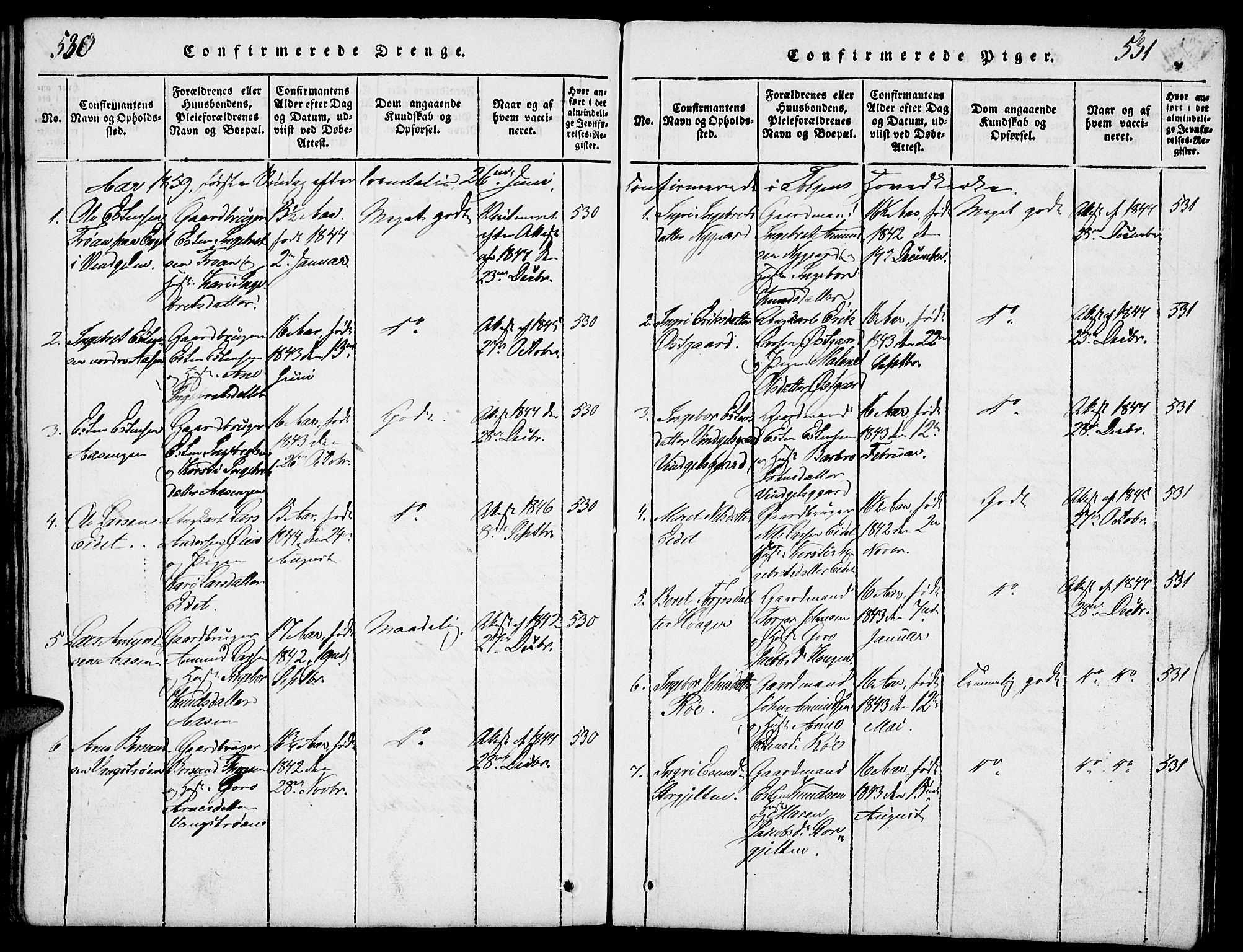 Tolga prestekontor, AV/SAH-PREST-062/L/L0003: Parish register (copy) no. 3, 1815-1862, p. 530-531