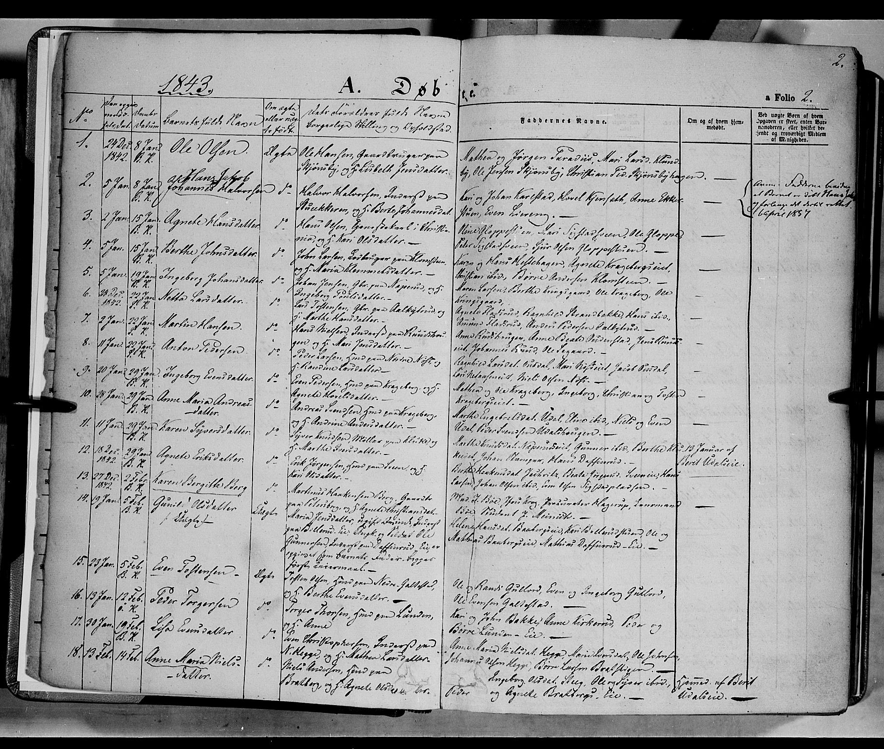 Biri prestekontor, AV/SAH-PREST-096/H/Ha/Haa/L0005: Parish register (official) no. 5, 1843-1854, p. 2