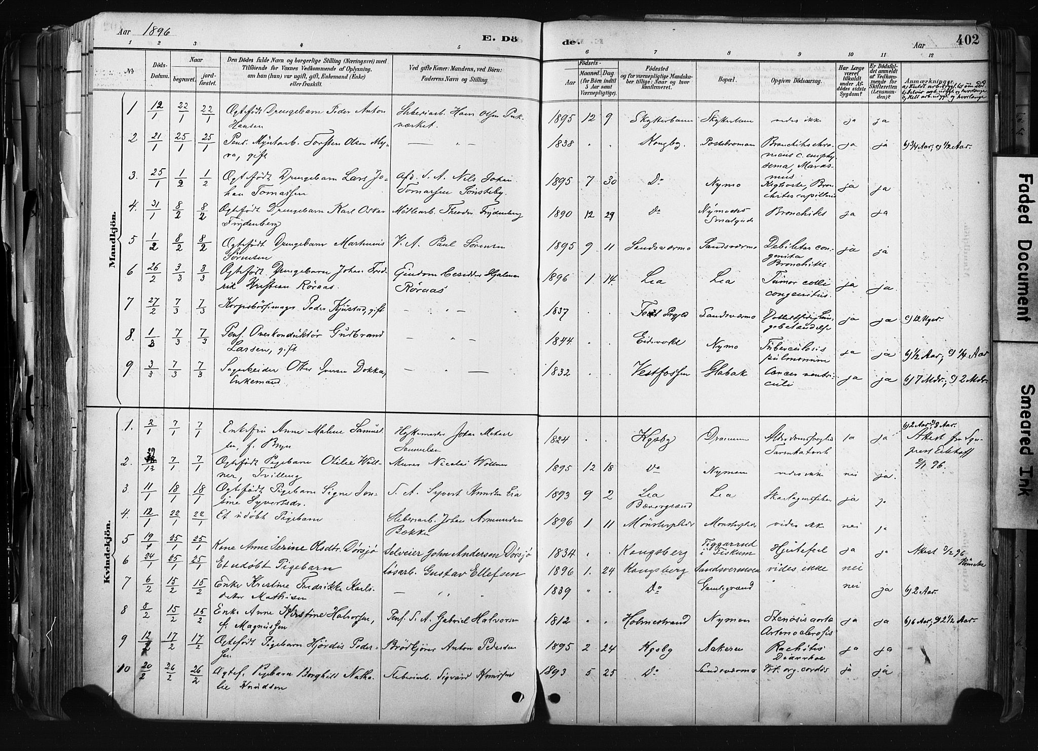 Kongsberg kirkebøker, SAKO/A-22/F/Fb/L0002: Parish register (official) no. II 2, 1886-1896, p. 402