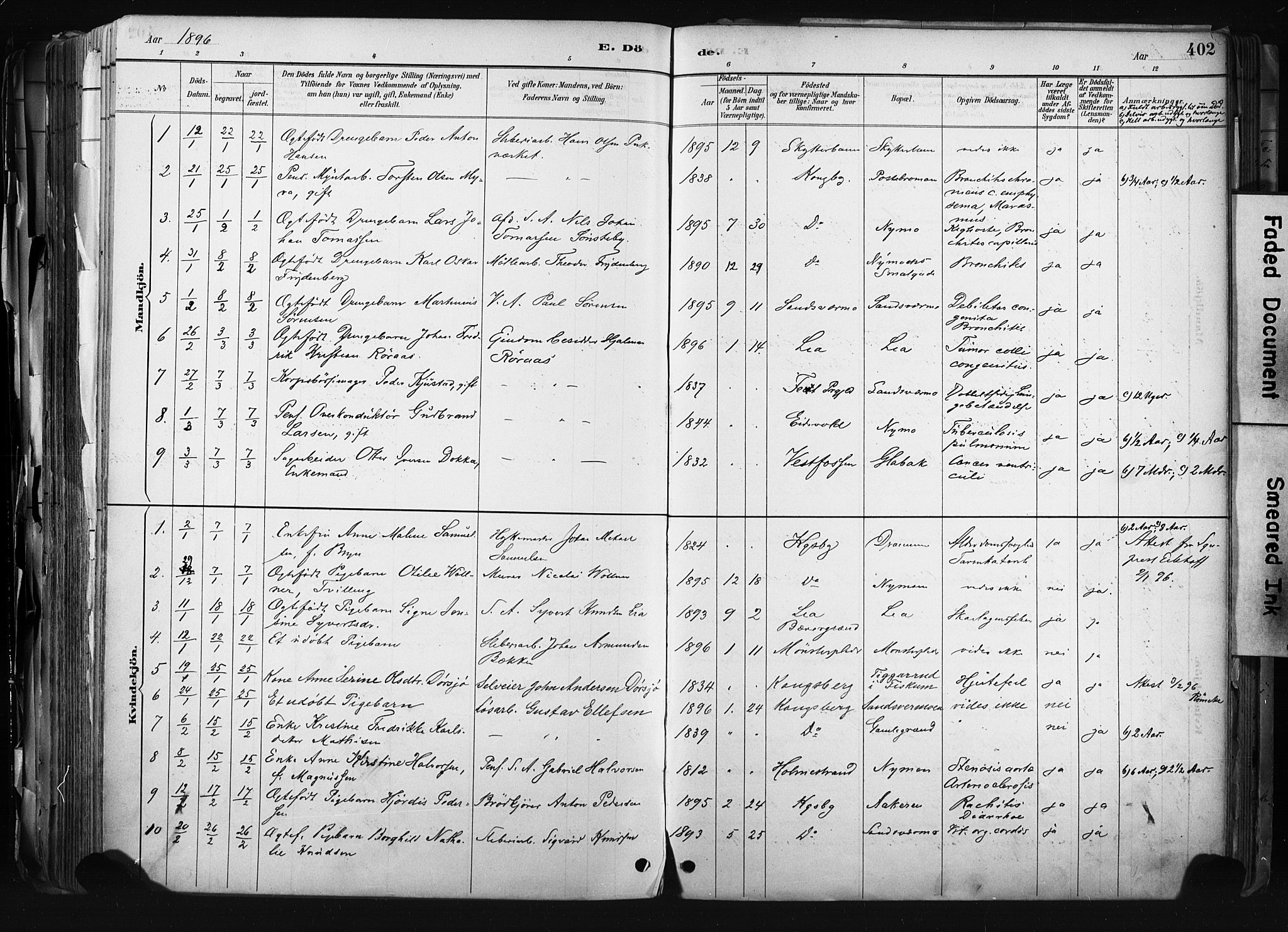 Kongsberg kirkebøker, AV/SAKO-A-22/F/Fb/L0002: Parish register (official) no. II 2, 1886-1896, p. 402