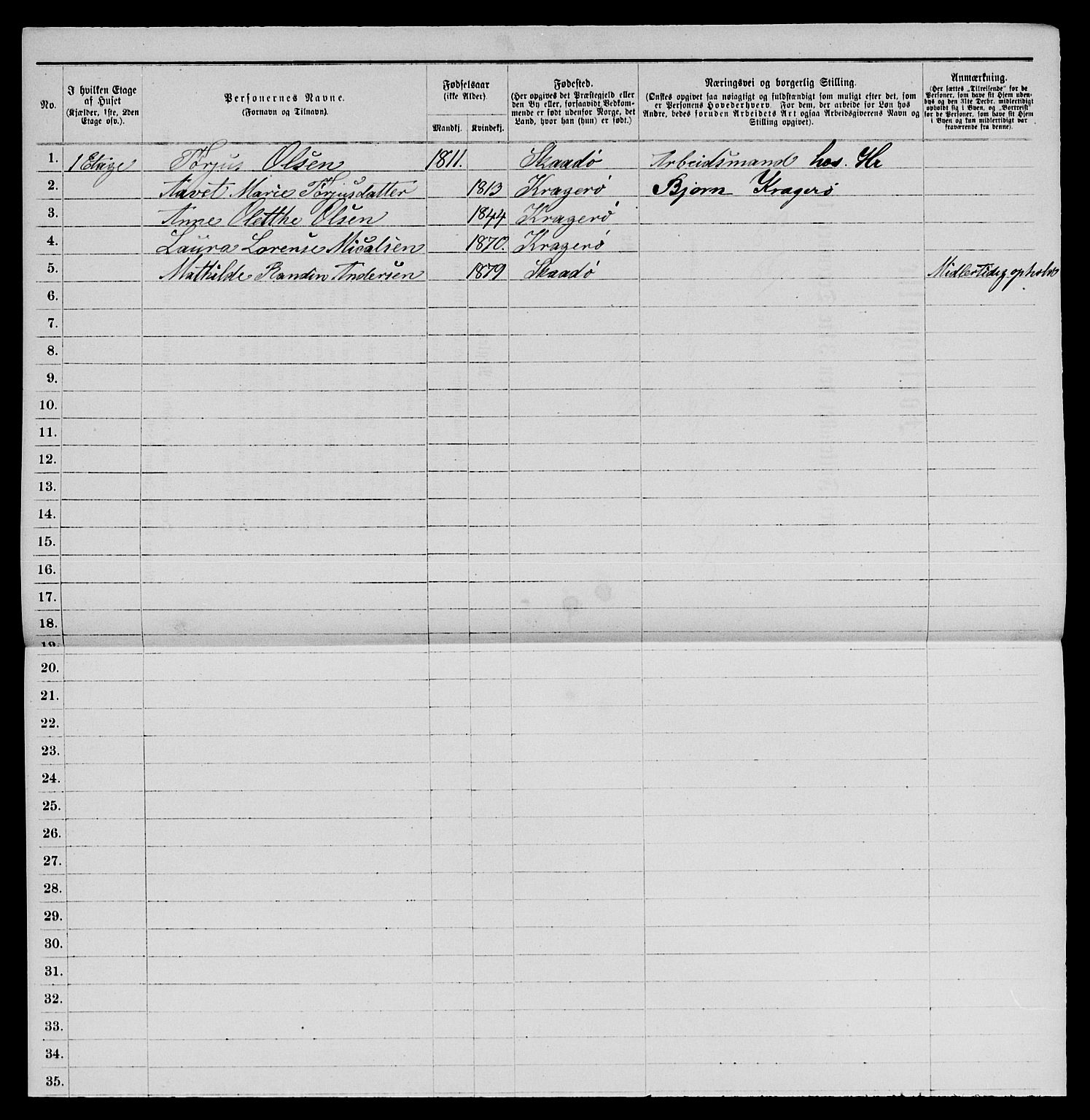 SAKO, 1885 census for 0801 Kragerø, 1885, p. 342