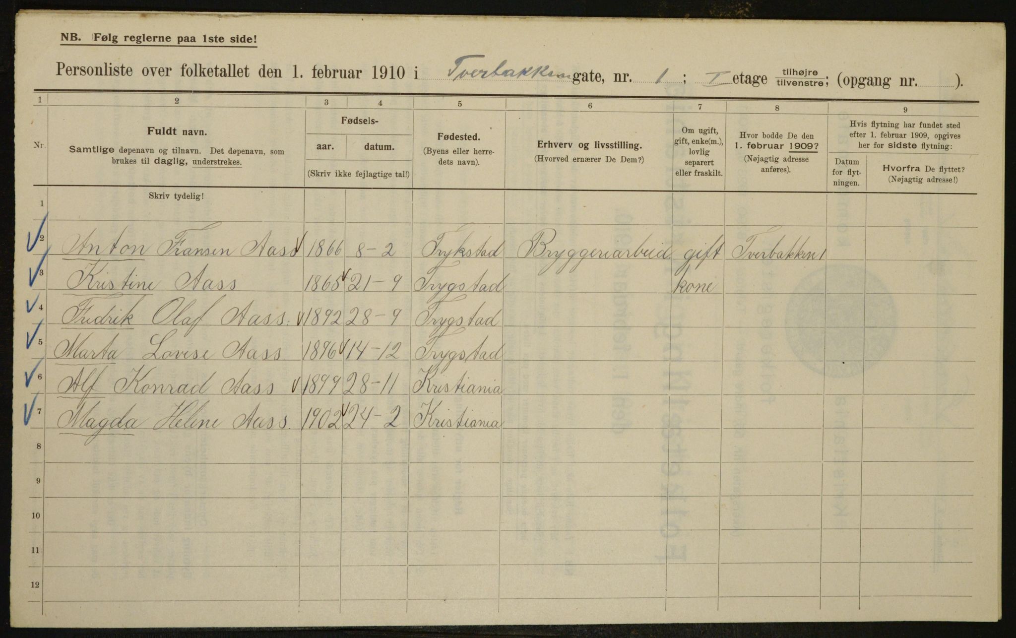 OBA, Municipal Census 1910 for Kristiania, 1910, p. 111392