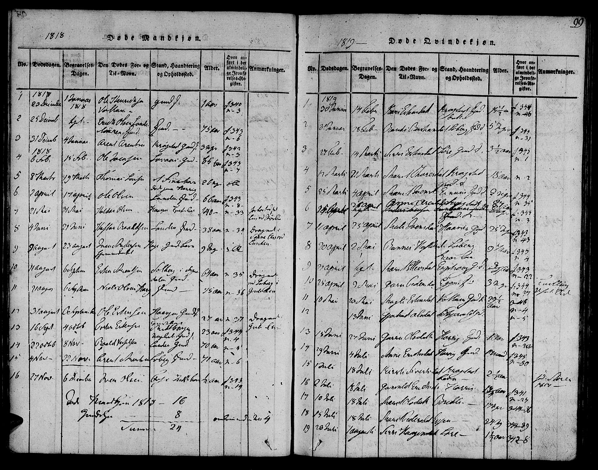 Ministerialprotokoller, klokkerbøker og fødselsregistre - Sør-Trøndelag, AV/SAT-A-1456/692/L1102: Parish register (official) no. 692A02, 1816-1842, p. 99