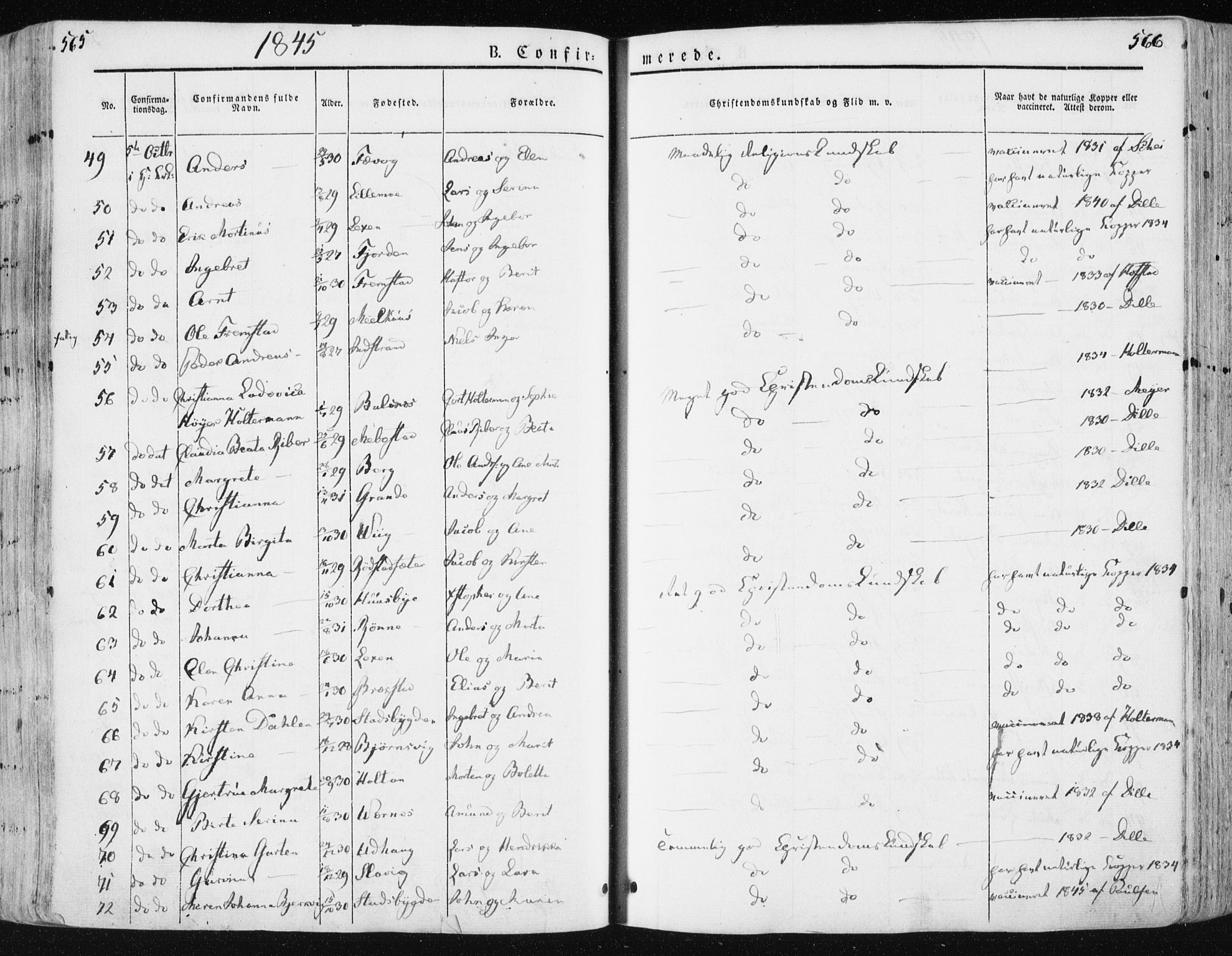 Ministerialprotokoller, klokkerbøker og fødselsregistre - Sør-Trøndelag, AV/SAT-A-1456/659/L0736: Parish register (official) no. 659A06, 1842-1856, p. 565-566