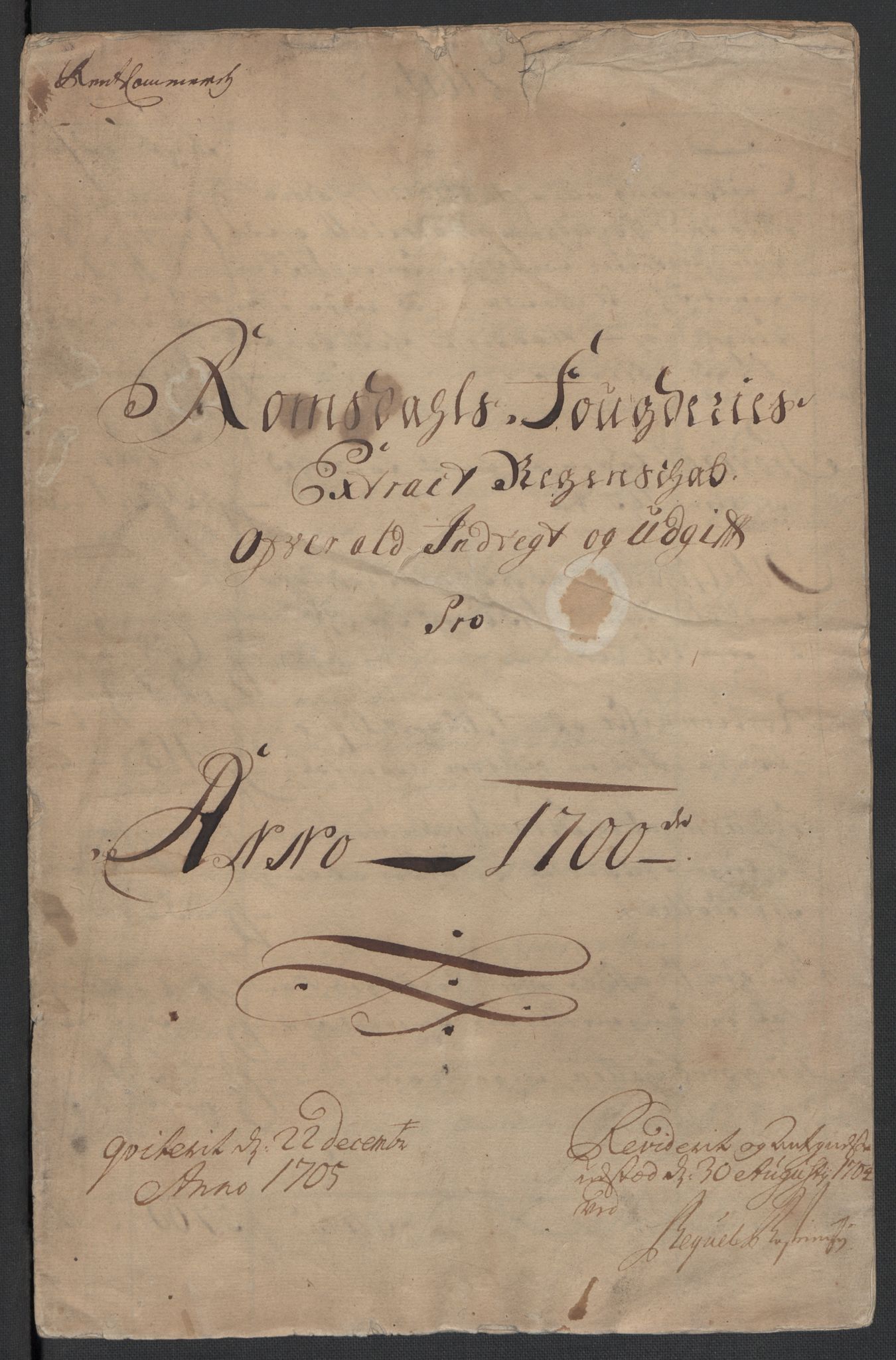 Rentekammeret inntil 1814, Reviderte regnskaper, Fogderegnskap, AV/RA-EA-4092/R55/L3654: Fogderegnskap Romsdal, 1699-1700, p. 206