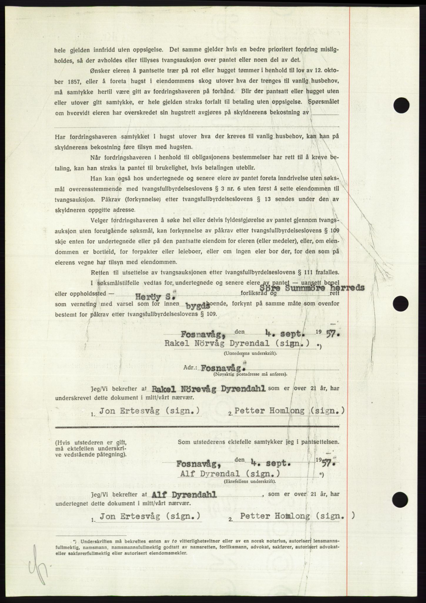 Søre Sunnmøre sorenskriveri, AV/SAT-A-4122/1/2/2C/L0130: Mortgage book no. 18B, 1957-1958, Diary no: : 2281/1957