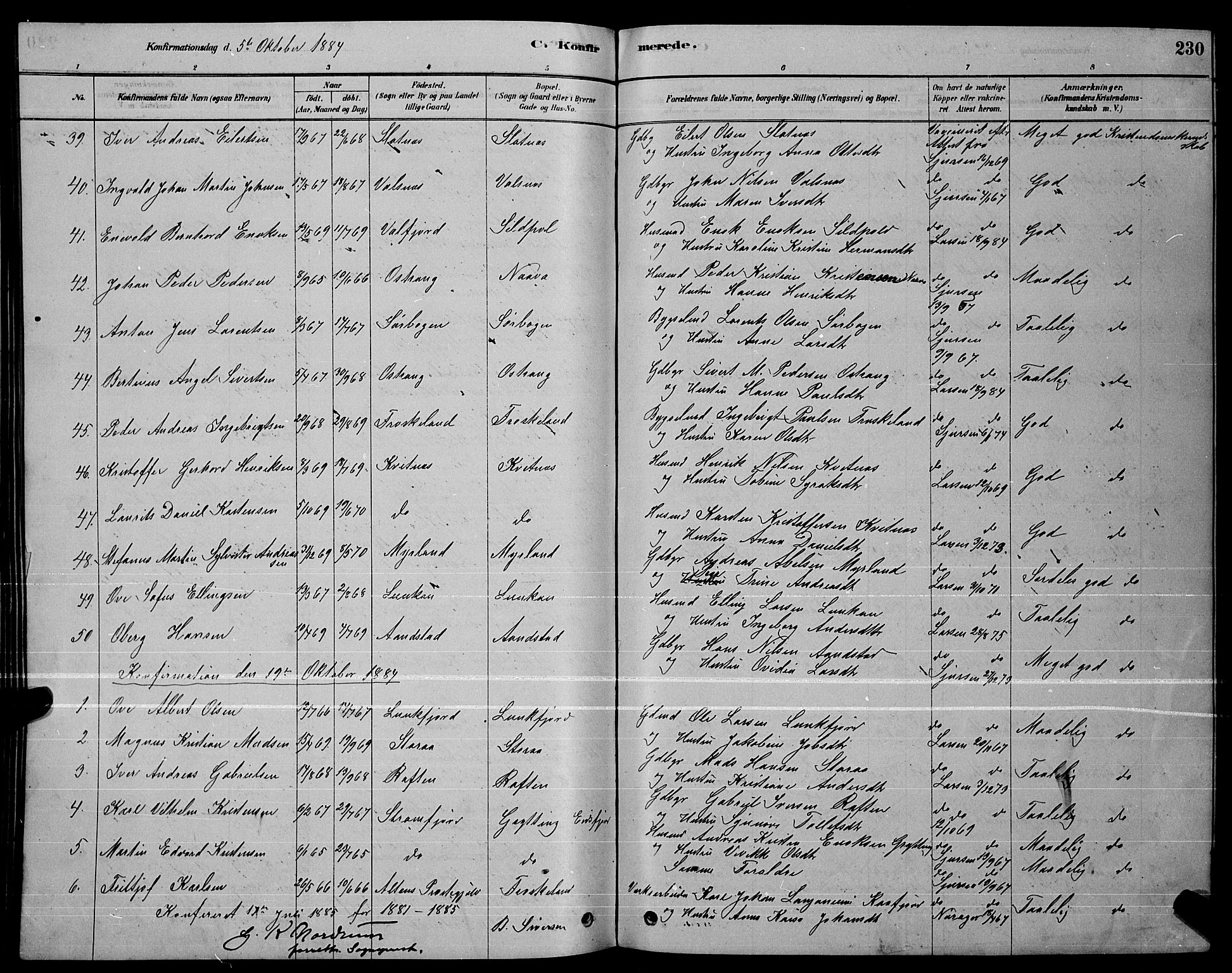 Ministerialprotokoller, klokkerbøker og fødselsregistre - Nordland, AV/SAT-A-1459/888/L1267: Parish register (copy) no. 888C05, 1878-1890, p. 230