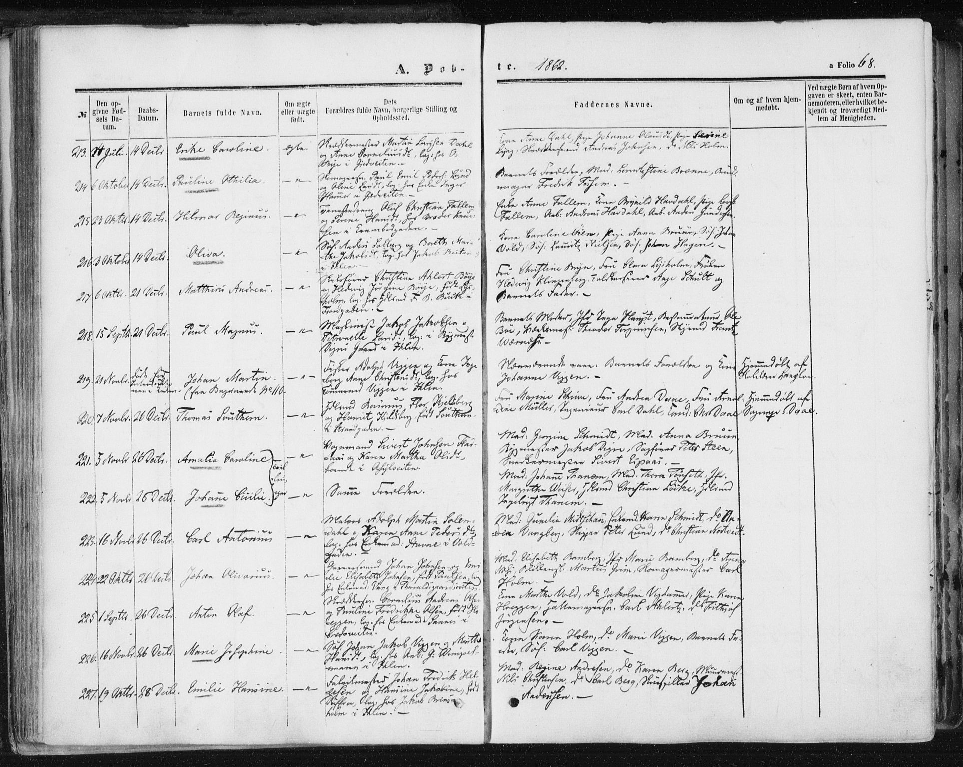 Ministerialprotokoller, klokkerbøker og fødselsregistre - Sør-Trøndelag, SAT/A-1456/602/L0115: Parish register (official) no. 602A13, 1860-1872, p. 68