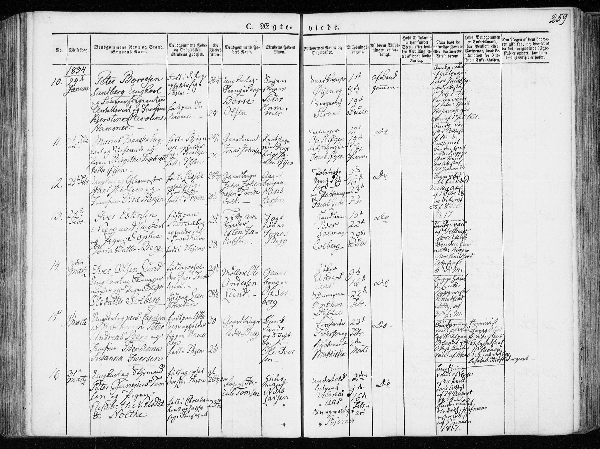Ministerialprotokoller, klokkerbøker og fødselsregistre - Sør-Trøndelag, SAT/A-1456/601/L0047: Parish register (official) no. 601A15, 1831-1839, p. 259