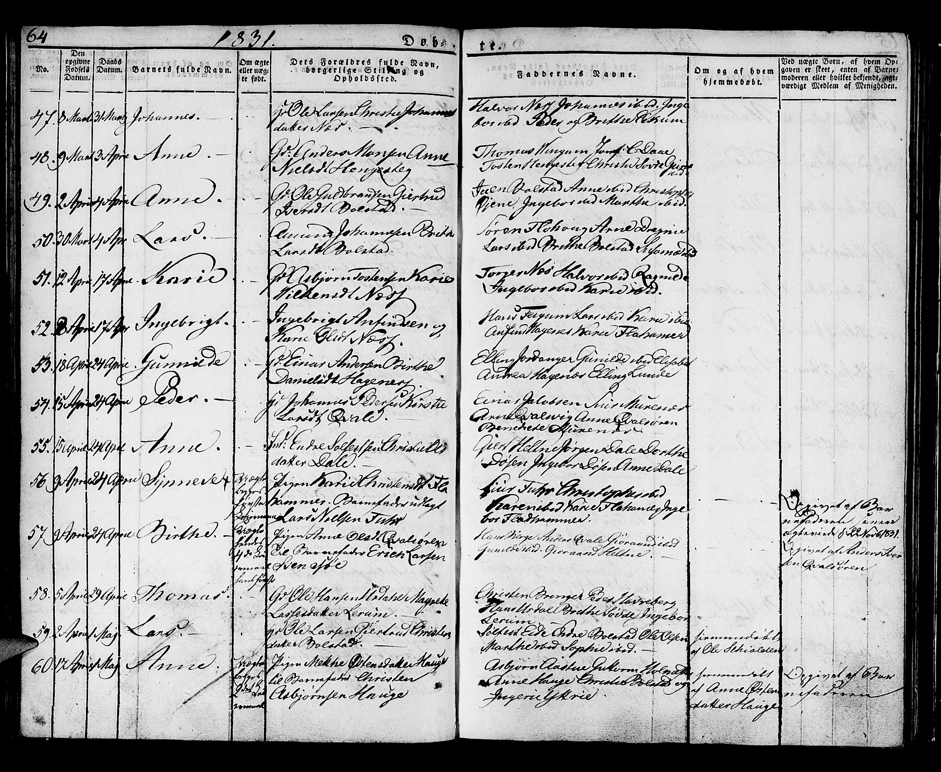 Luster sokneprestembete, AV/SAB-A-81101/H/Haa/Haaa/L0004: Parish register (official) no. A 4, 1821-1832, p. 64