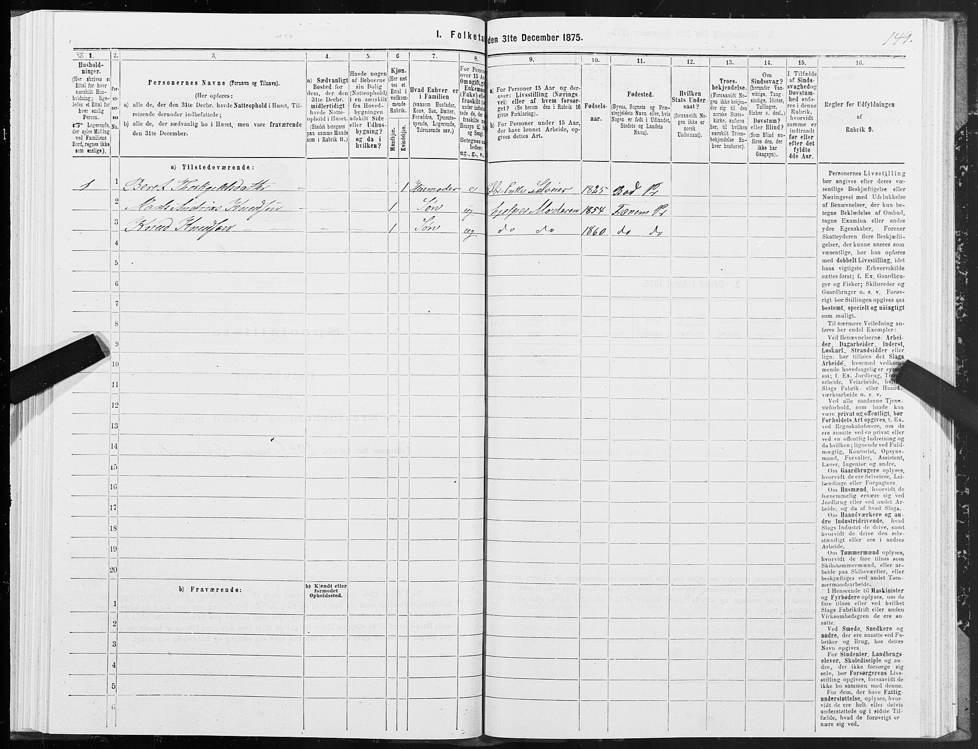 SAT, 1875 census for 1548P Fræna, 1875, p. 3149