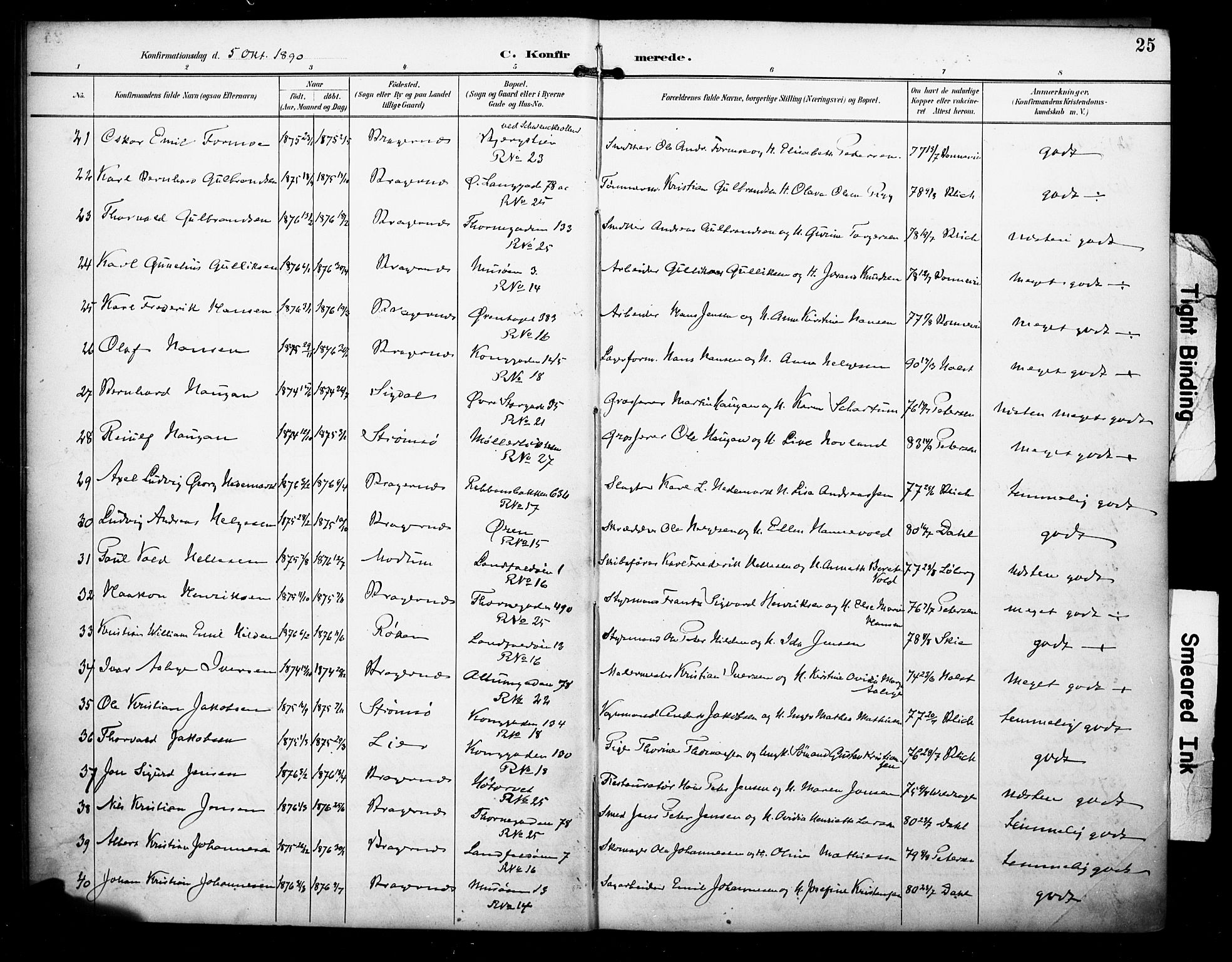 Bragernes kirkebøker, SAKO/A-6/F/Fc/L0006: Parish register (official) no. III 6, 1888-1899, p. 25