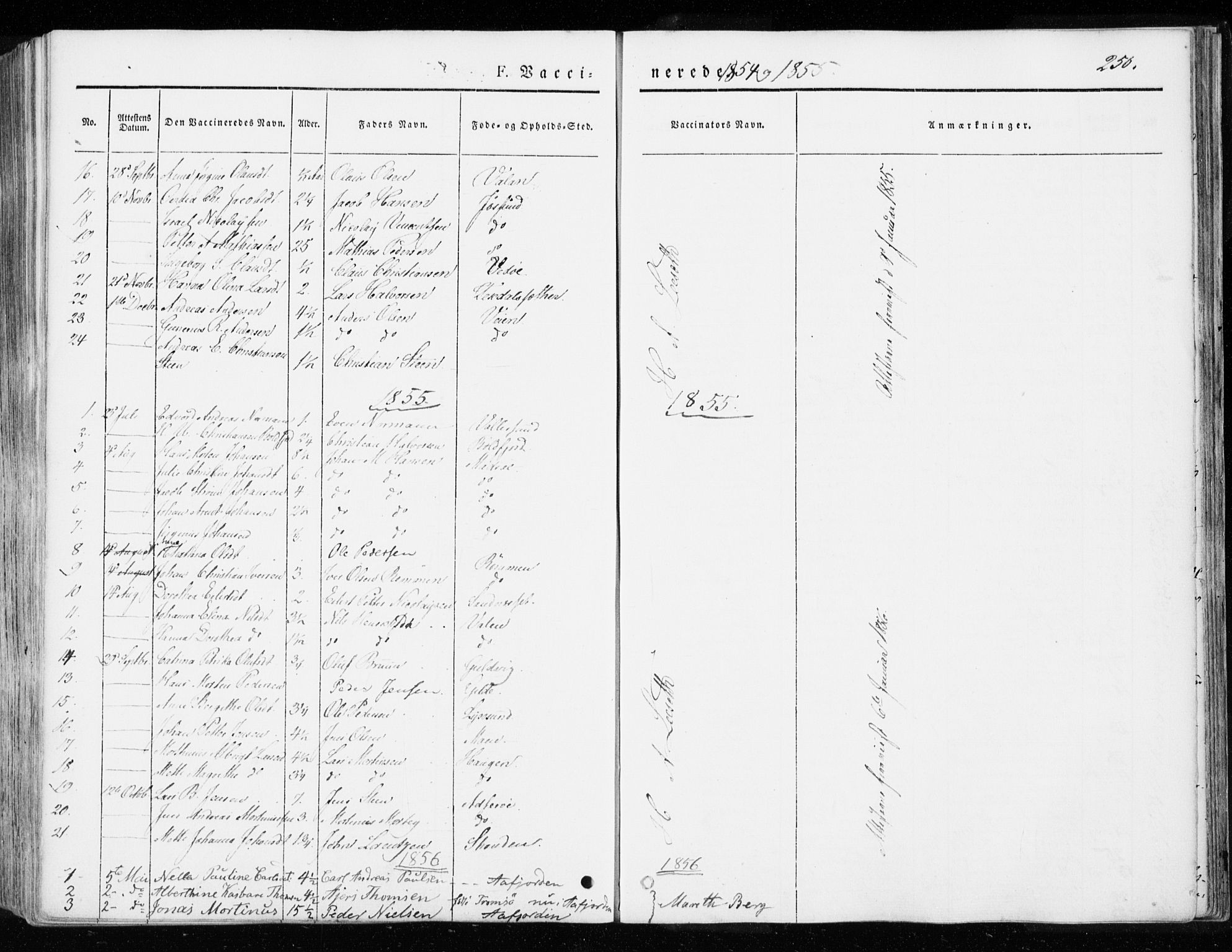 Ministerialprotokoller, klokkerbøker og fødselsregistre - Sør-Trøndelag, SAT/A-1456/655/L0677: Parish register (official) no. 655A06, 1847-1860, p. 250