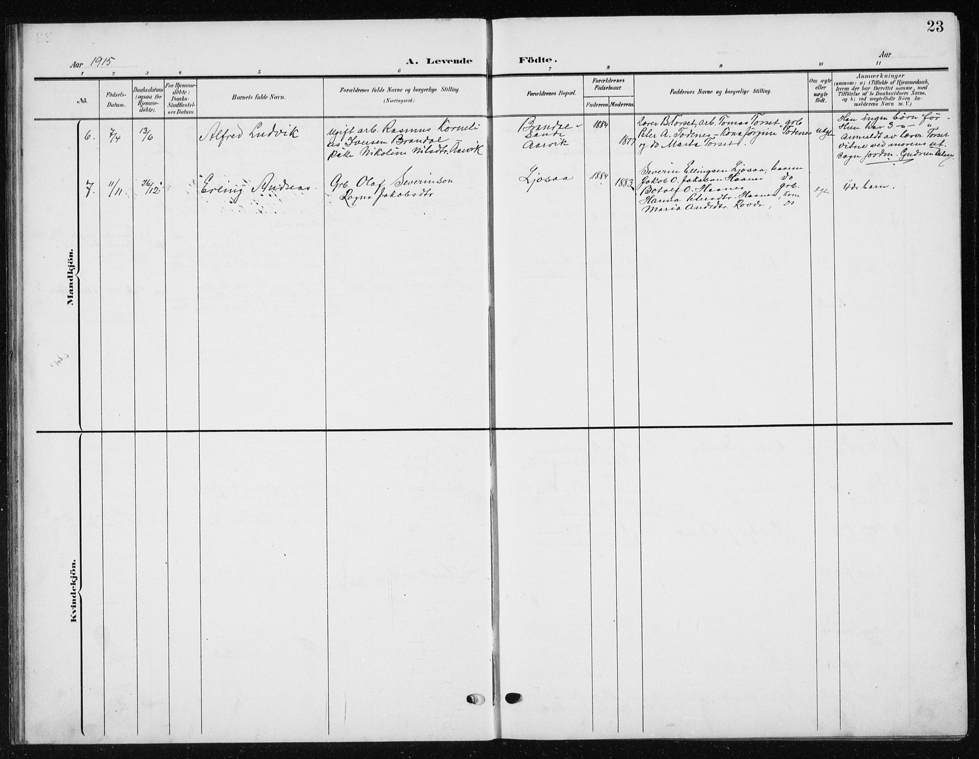 Ministerialprotokoller, klokkerbøker og fødselsregistre - Møre og Romsdal, AV/SAT-A-1454/504/L0061: Parish register (copy) no. 504C03, 1902-1940, p. 23