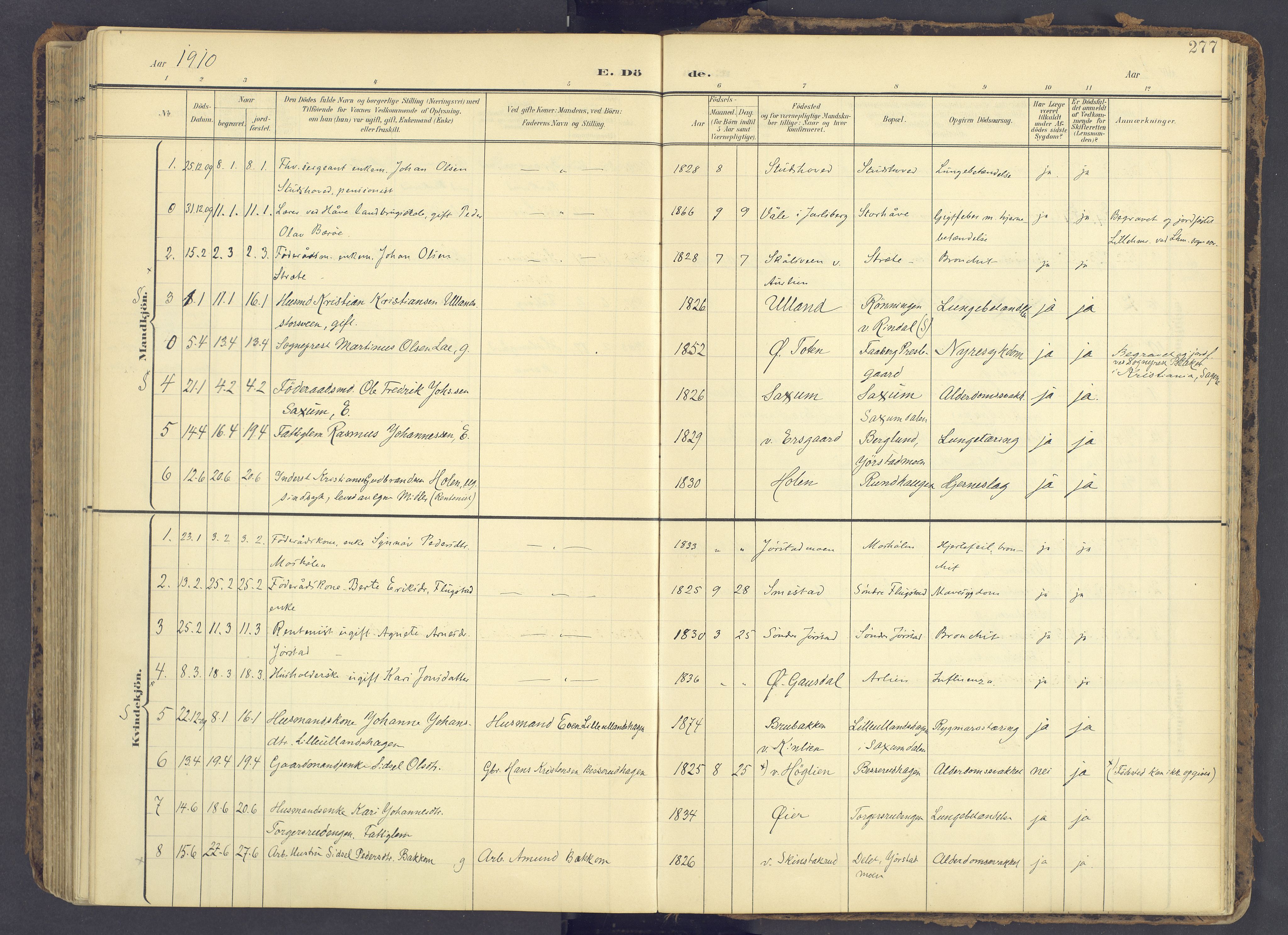 Fåberg prestekontor, AV/SAH-PREST-086/H/Ha/Haa/L0012: Parish register (official) no. 12, 1899-1915, p. 277