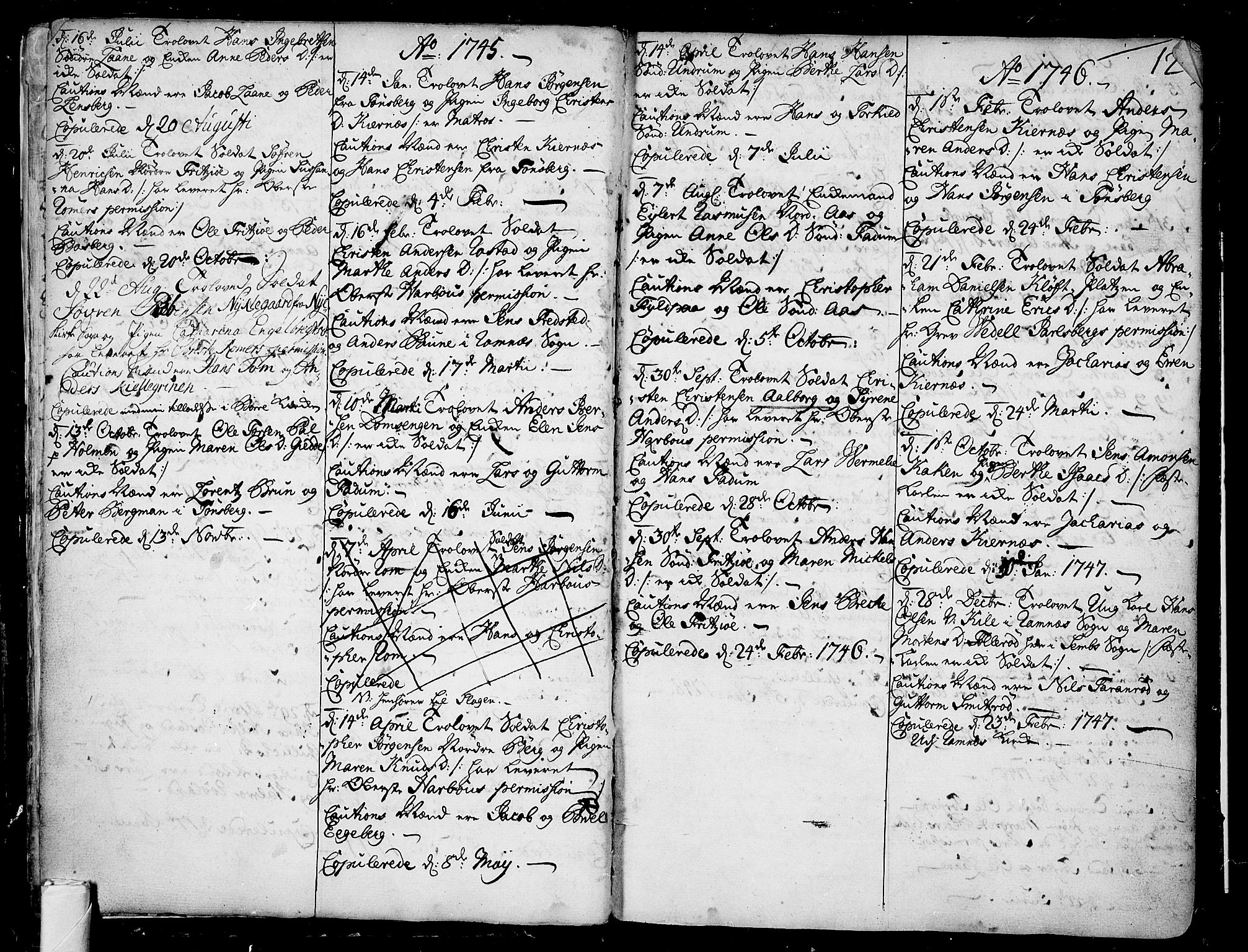 Sem kirkebøker, AV/SAKO-A-5/F/Fa/L0001: Parish register (official) no. I 1, 1702-1763, p. 12