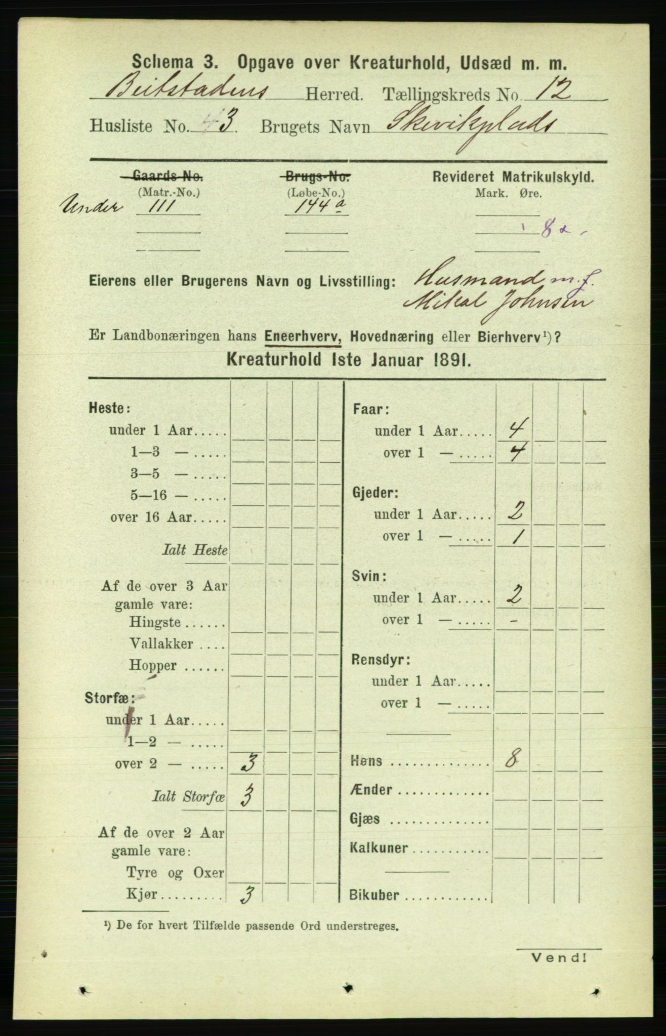 RA, 1891 census for 1727 Beitstad, 1891, p. 6393