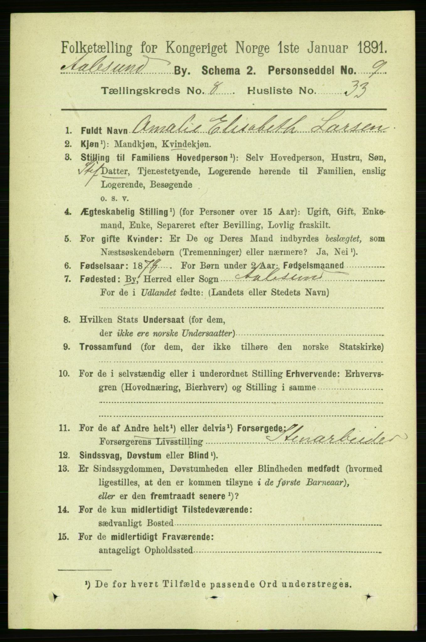 RA, 1891 census for 1501 Ålesund, 1891, p. 6143