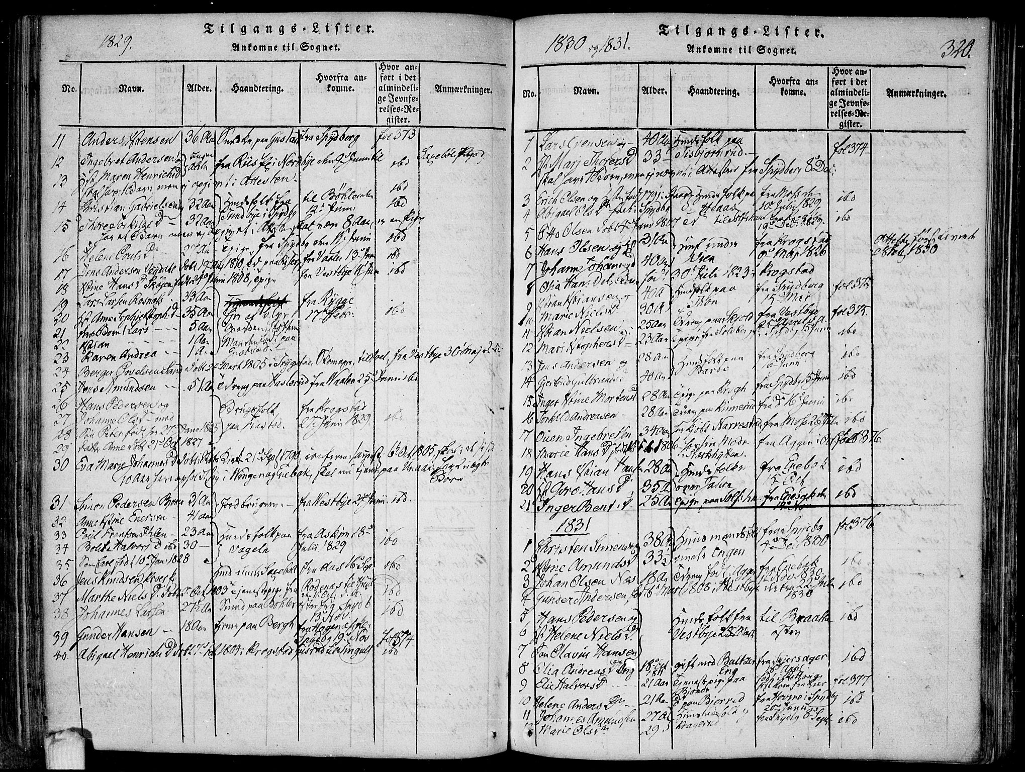 Hobøl prestekontor Kirkebøker, SAO/A-2002/F/Fa/L0002: Parish register (official) no. I 2, 1814-1841, p. 320