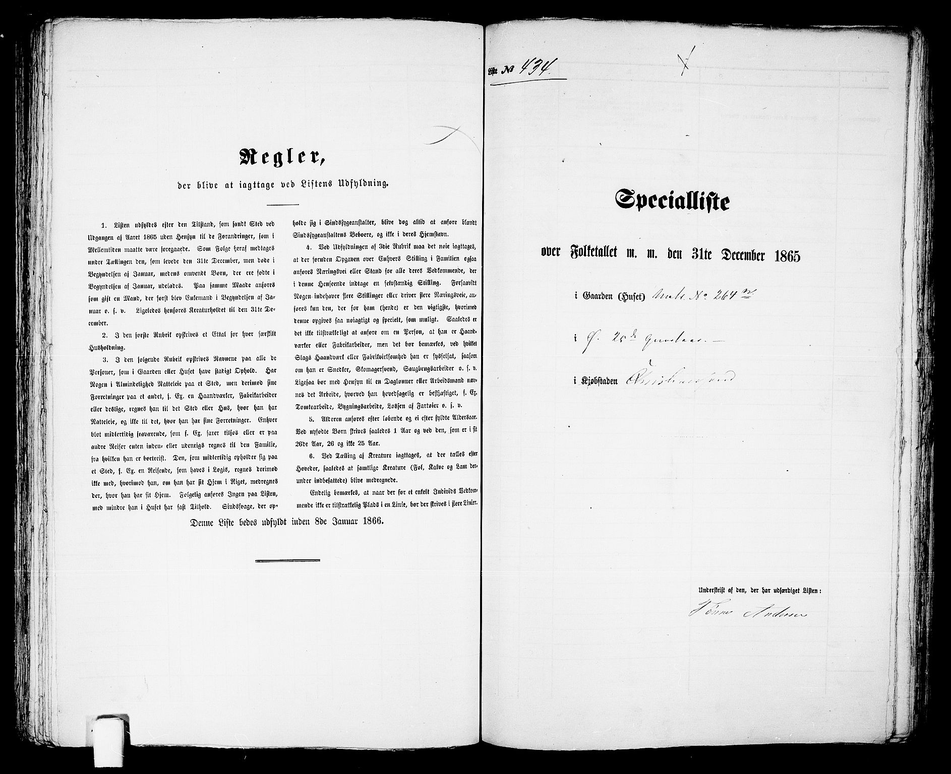 RA, 1865 census for Kristiansand, 1865, p. 888