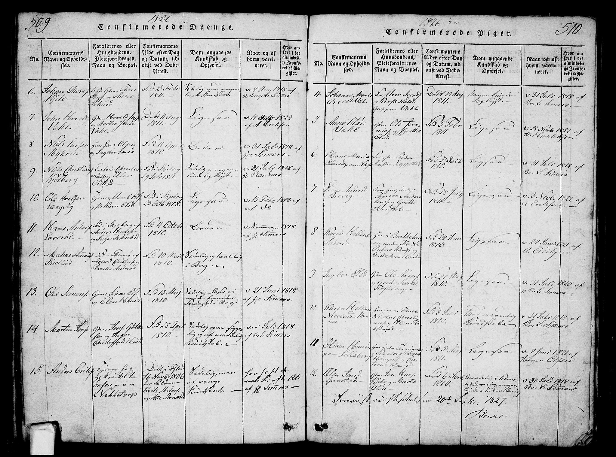 Borge prestekontor Kirkebøker, AV/SAO-A-10903/G/Ga/L0001: Parish register (copy) no.  I 1, 1815-1835, p. 509-510