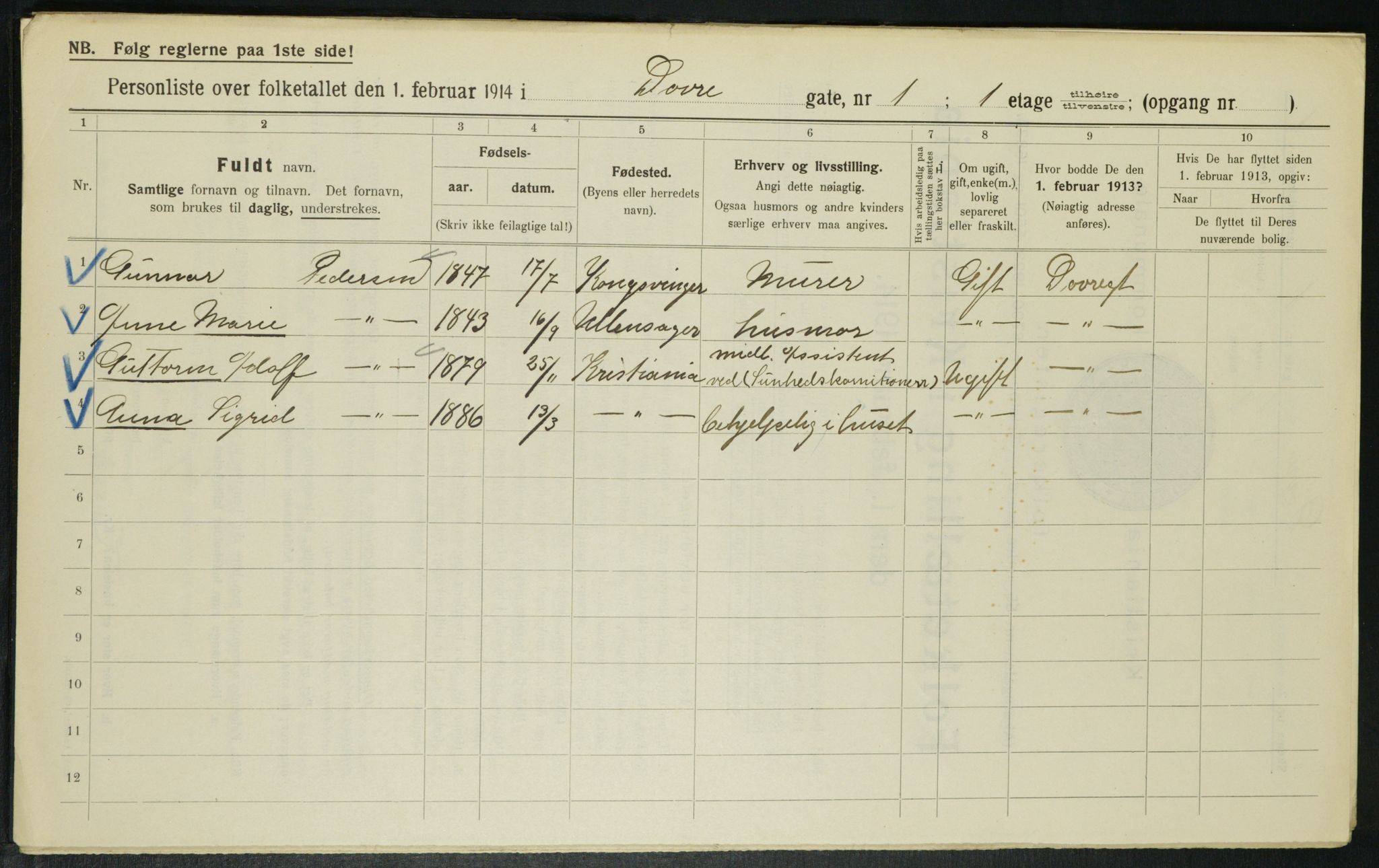 OBA, Municipal Census 1914 for Kristiania, 1914, p. 16174