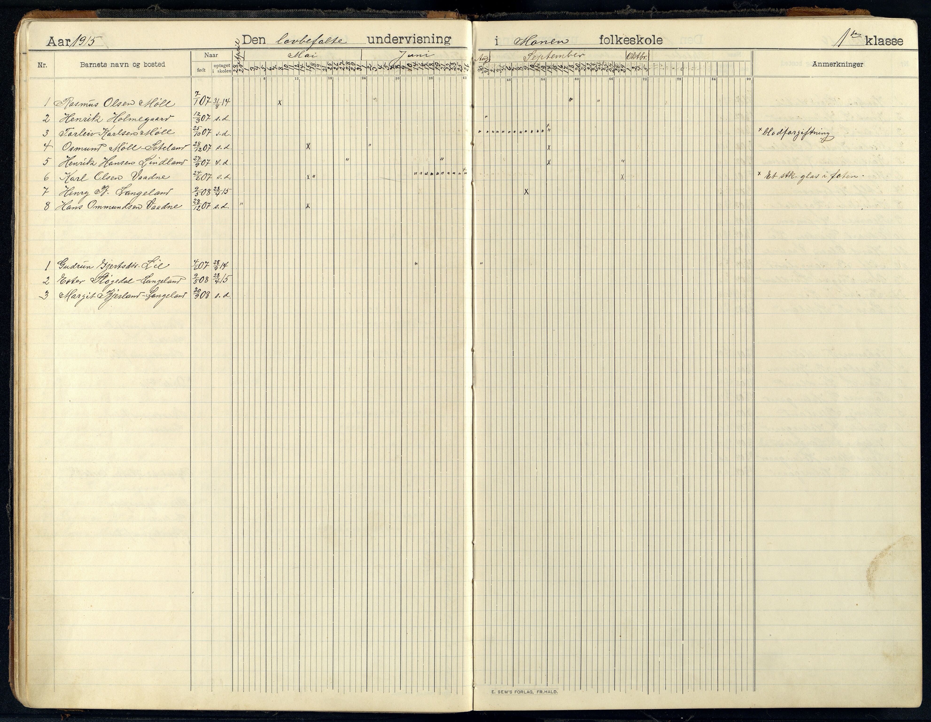 Holum kommune - Monen Skole, ARKSOR/1002HO551/I/L0002: Dagbok, 1908-1951, p. 23b-24a