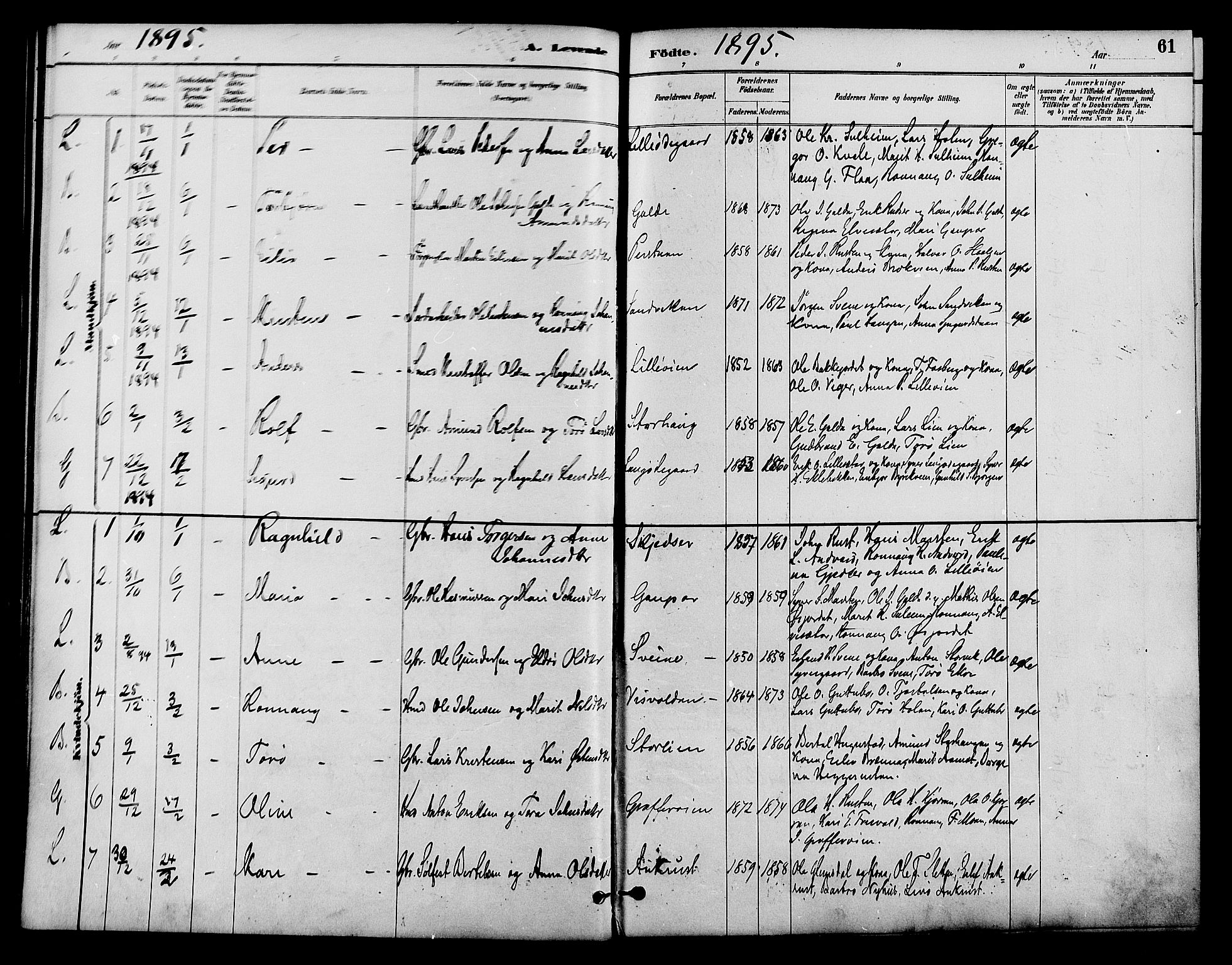 Lom prestekontor, SAH/PREST-070/K/L0008: Parish register (official) no. 8, 1885-1898, p. 61