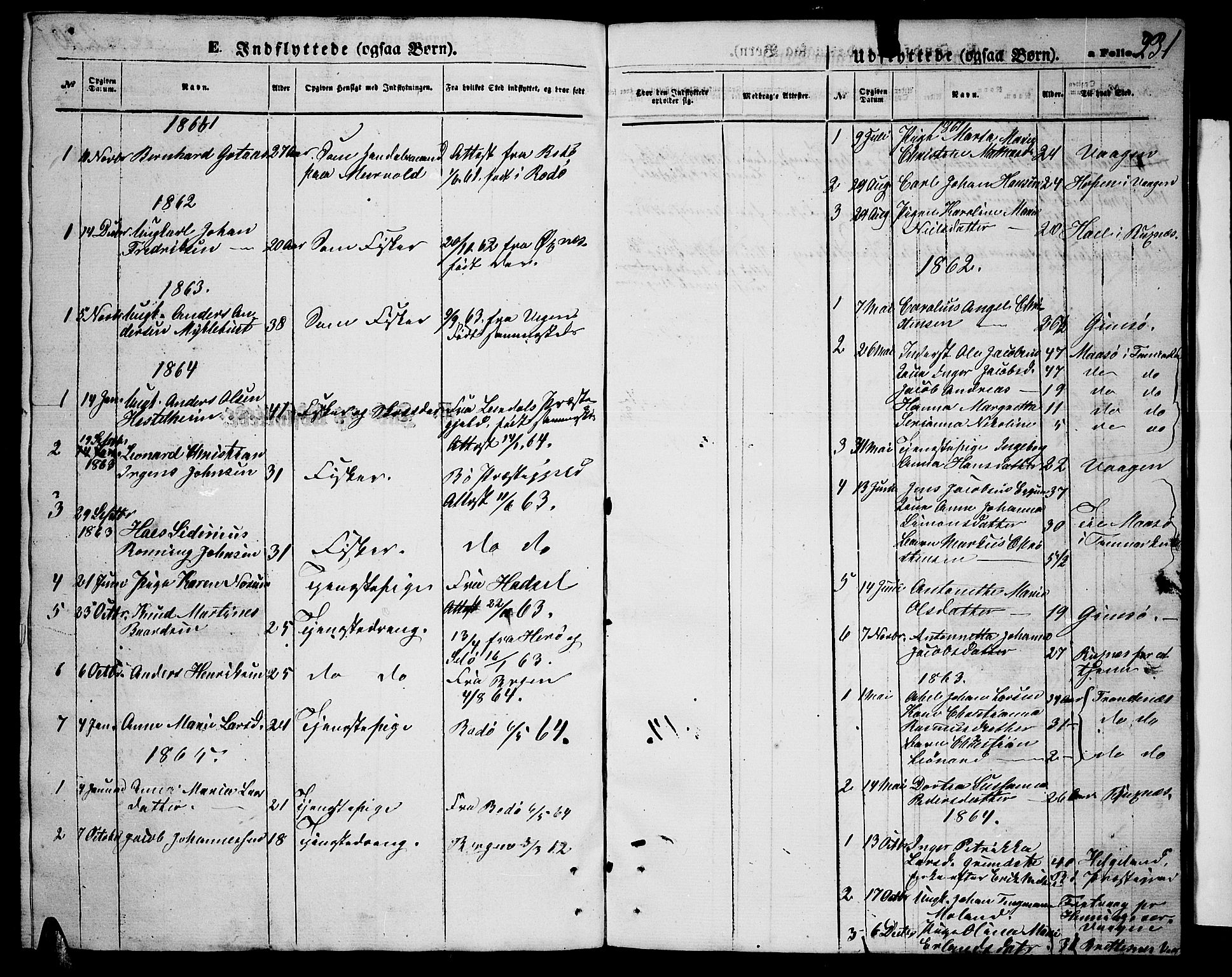 Ministerialprotokoller, klokkerbøker og fødselsregistre - Nordland, SAT/A-1459/880/L1140: Parish register (copy) no. 880C02, 1861-1875, p. 231