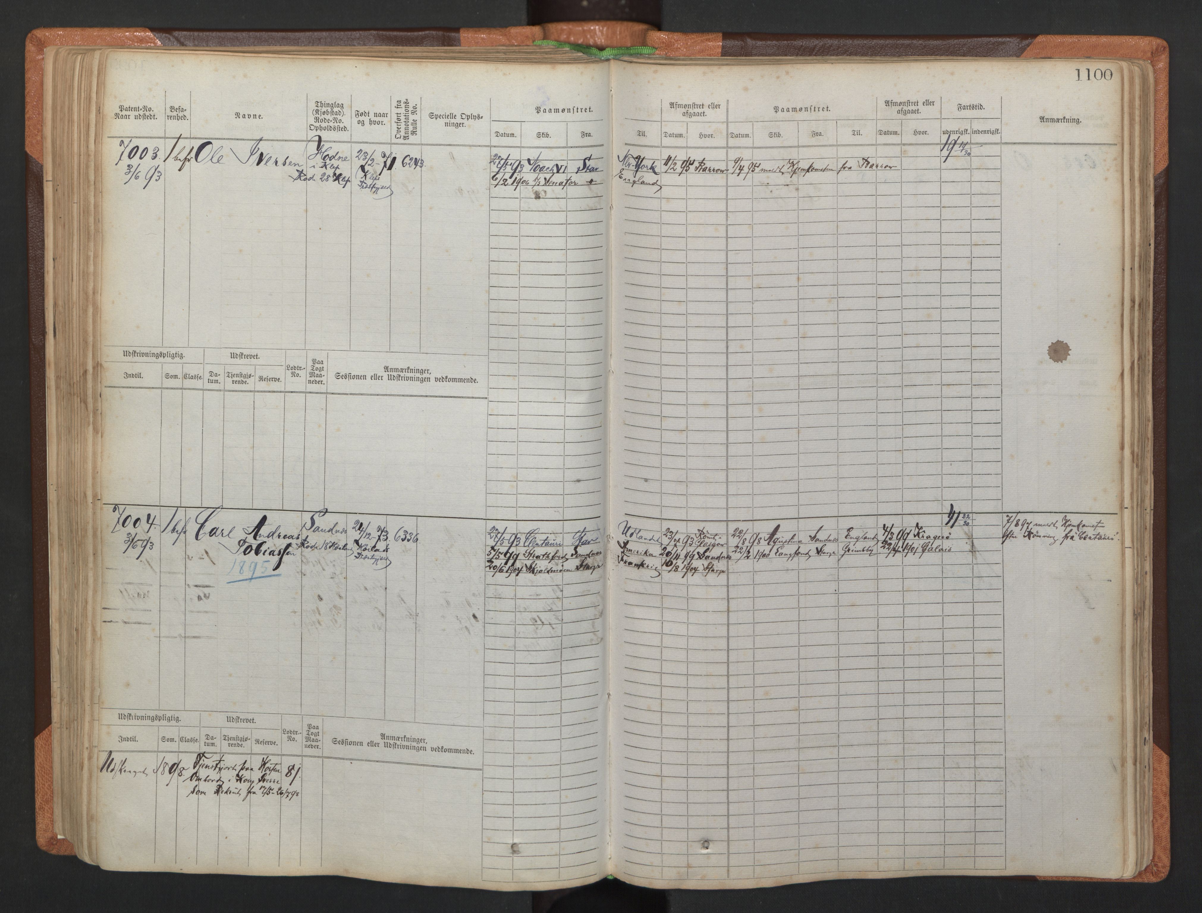 Stavanger sjømannskontor, AV/SAST-A-102006/F/Fb/Fbb/L0011: Sjøfartshovedrulle, patentnr. 6607-7206 (del 2), 1887-1896, p. 203