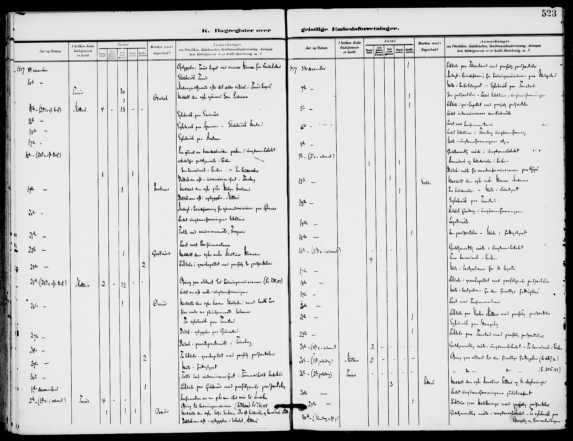 Nøtterøy kirkebøker, AV/SAKO-A-354/F/Fa/L0010: Parish register (official) no. I 10, 1908-1919, p. 523