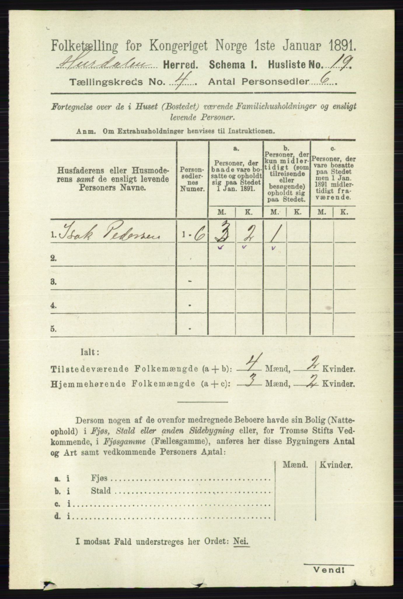 RA, 1891 census for 0239 Hurdal, 1891, p. 1342