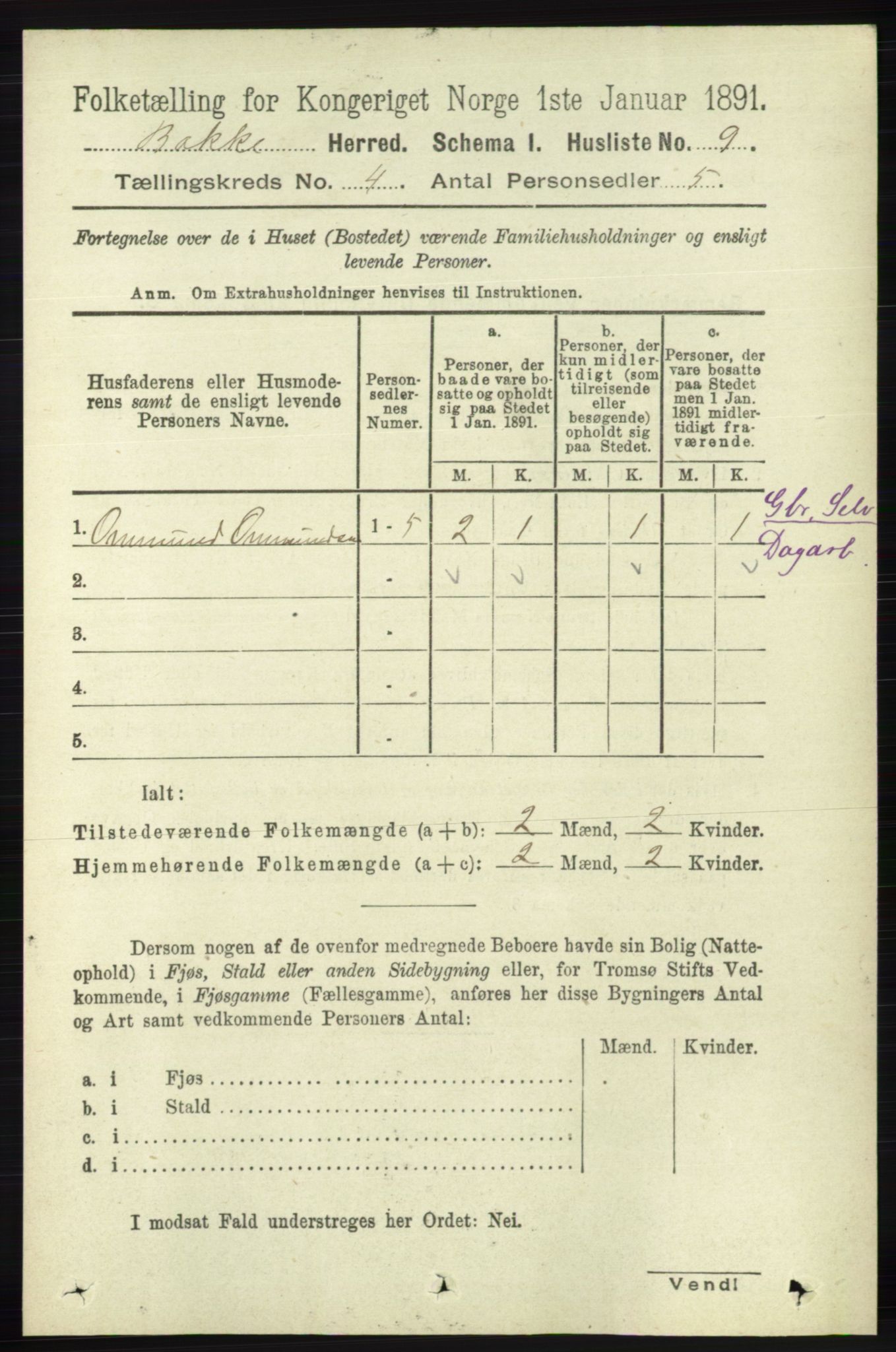 RA, 1891 census for 1045 Bakke, 1891, p. 552