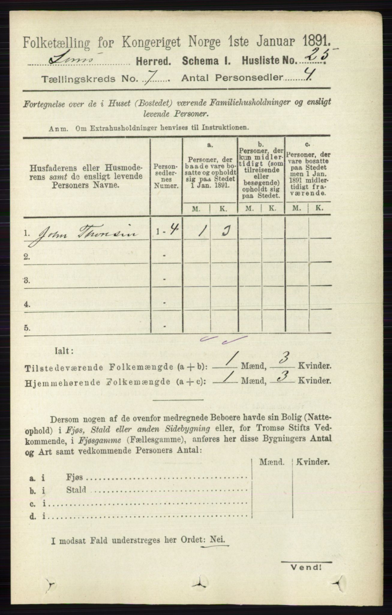 RA, 1891 census for 0514 Lom, 1891, p. 2784