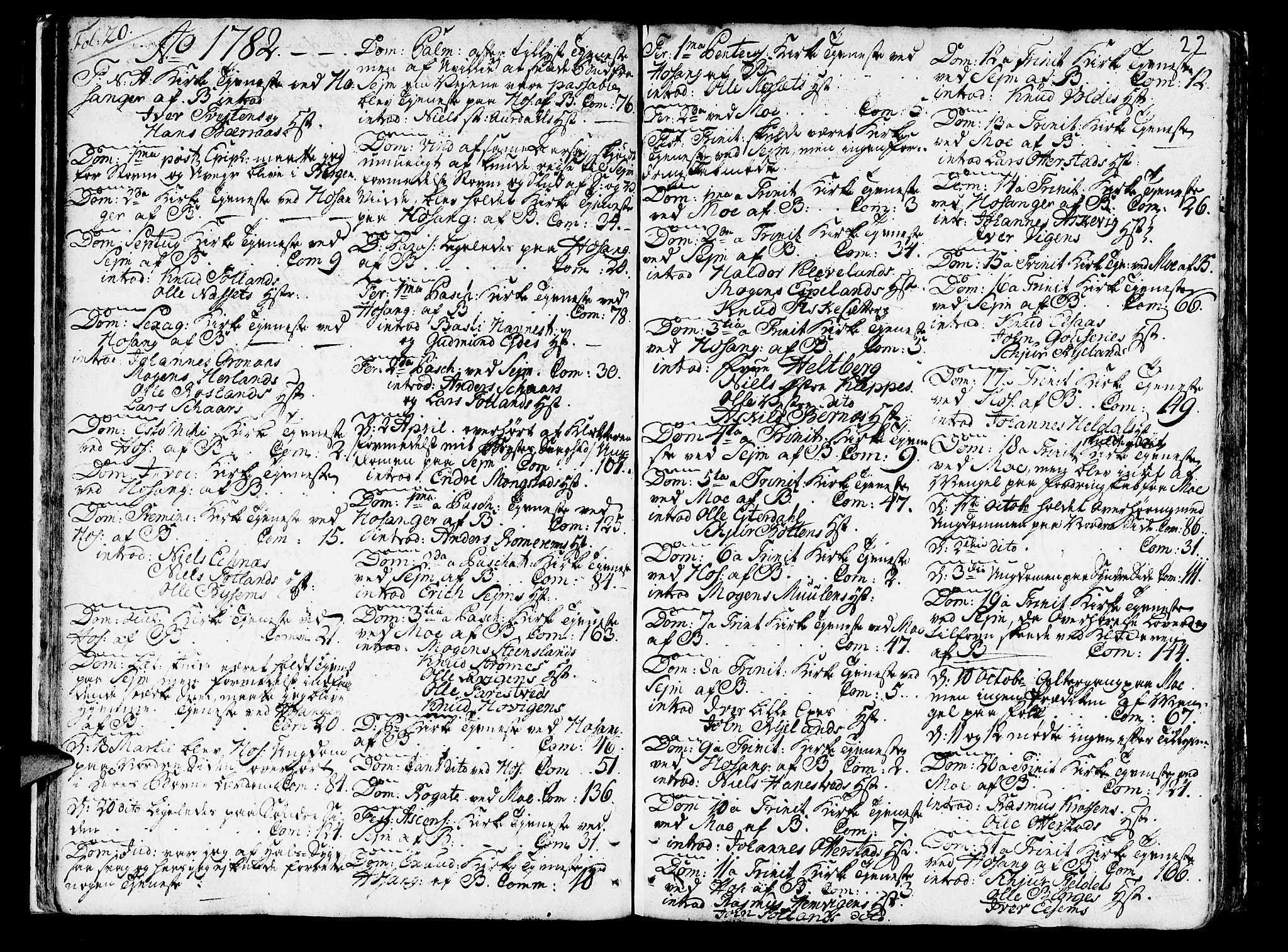 Hosanger sokneprestembete, AV/SAB-A-75801/H/Haa: Parish register (official) no. A 2 /1, 1766-1793, p. 22