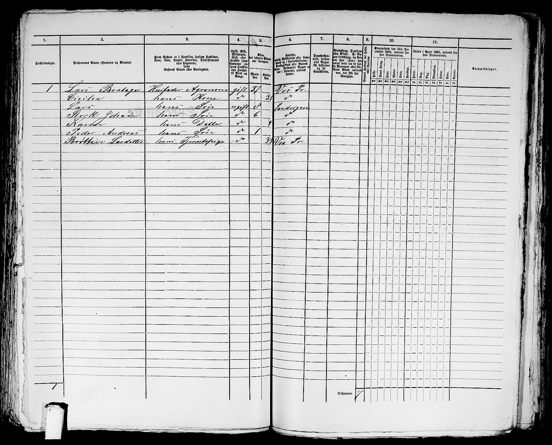 RA, 1865 census for Bergen Landdistrikt/Domkirken og Korskirken, 1865, p. 174